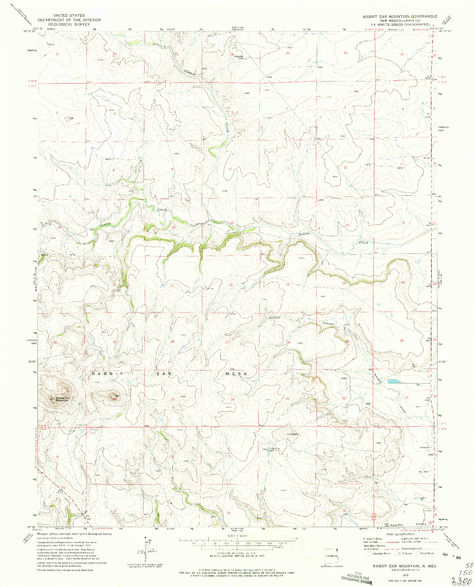 USGS 1:24000-SCALE QUADRANGLE FOR RABBIT EAR MOUNTAIN, NM 1972