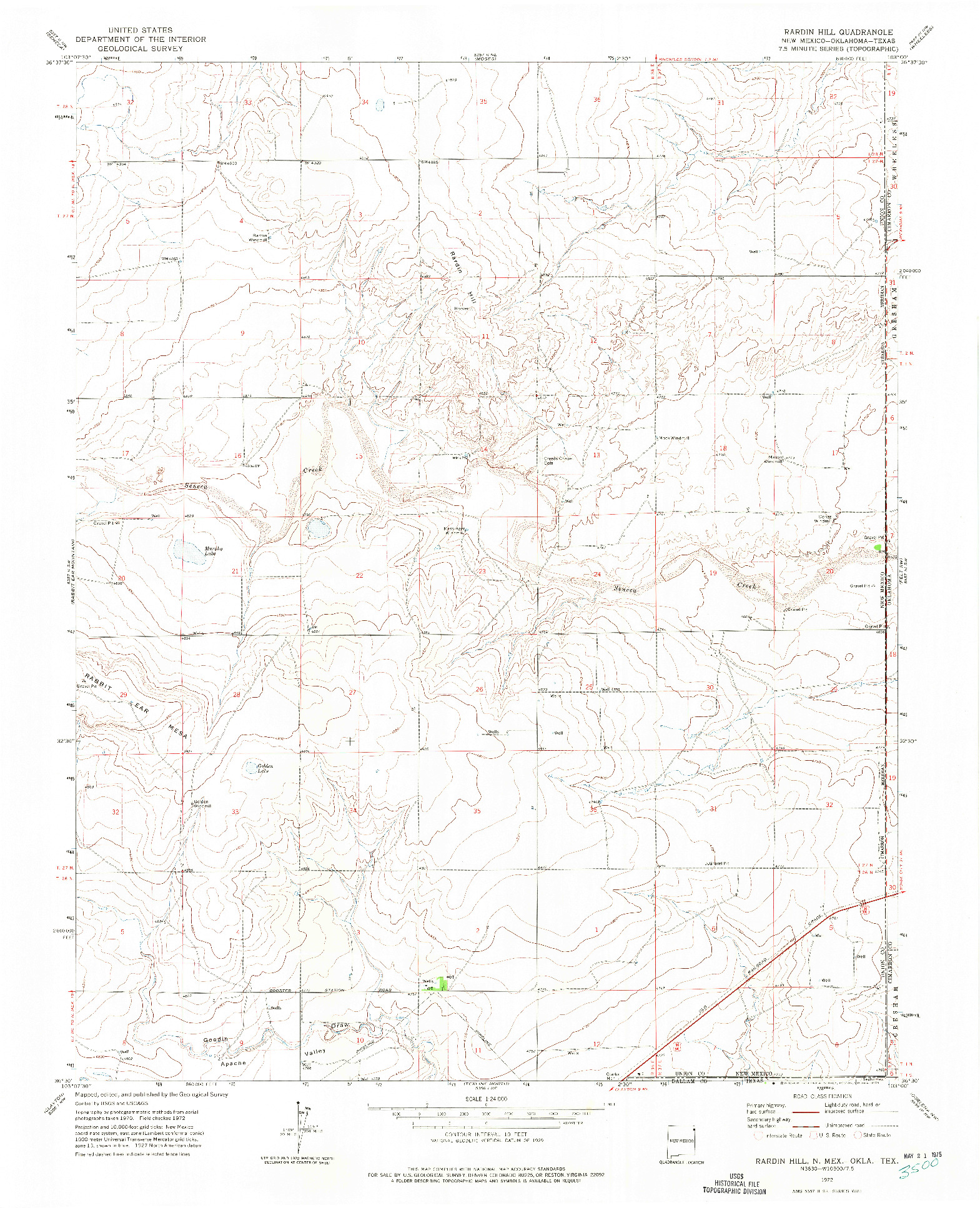 USGS 1:24000-SCALE QUADRANGLE FOR RARDIN HILL, NM 1972