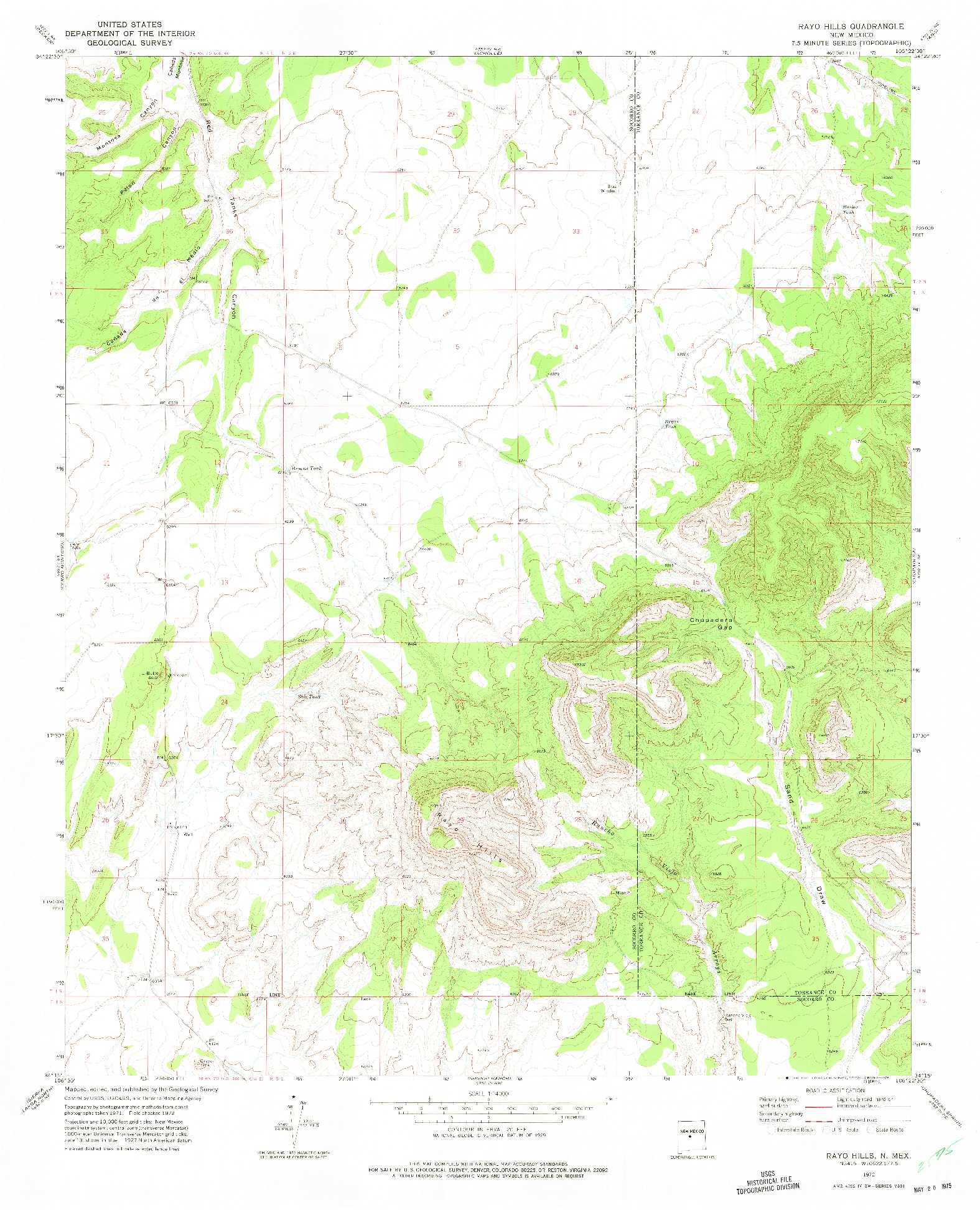 USGS 1:24000-SCALE QUADRANGLE FOR RAYO HILLS, NM 1972