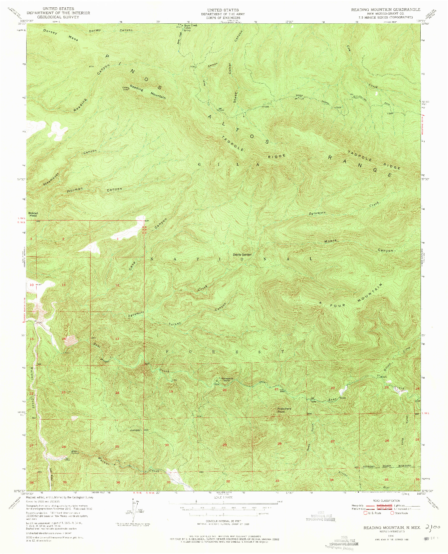 USGS 1:24000-SCALE QUADRANGLE FOR READING MOUNTAIN, NM 1950