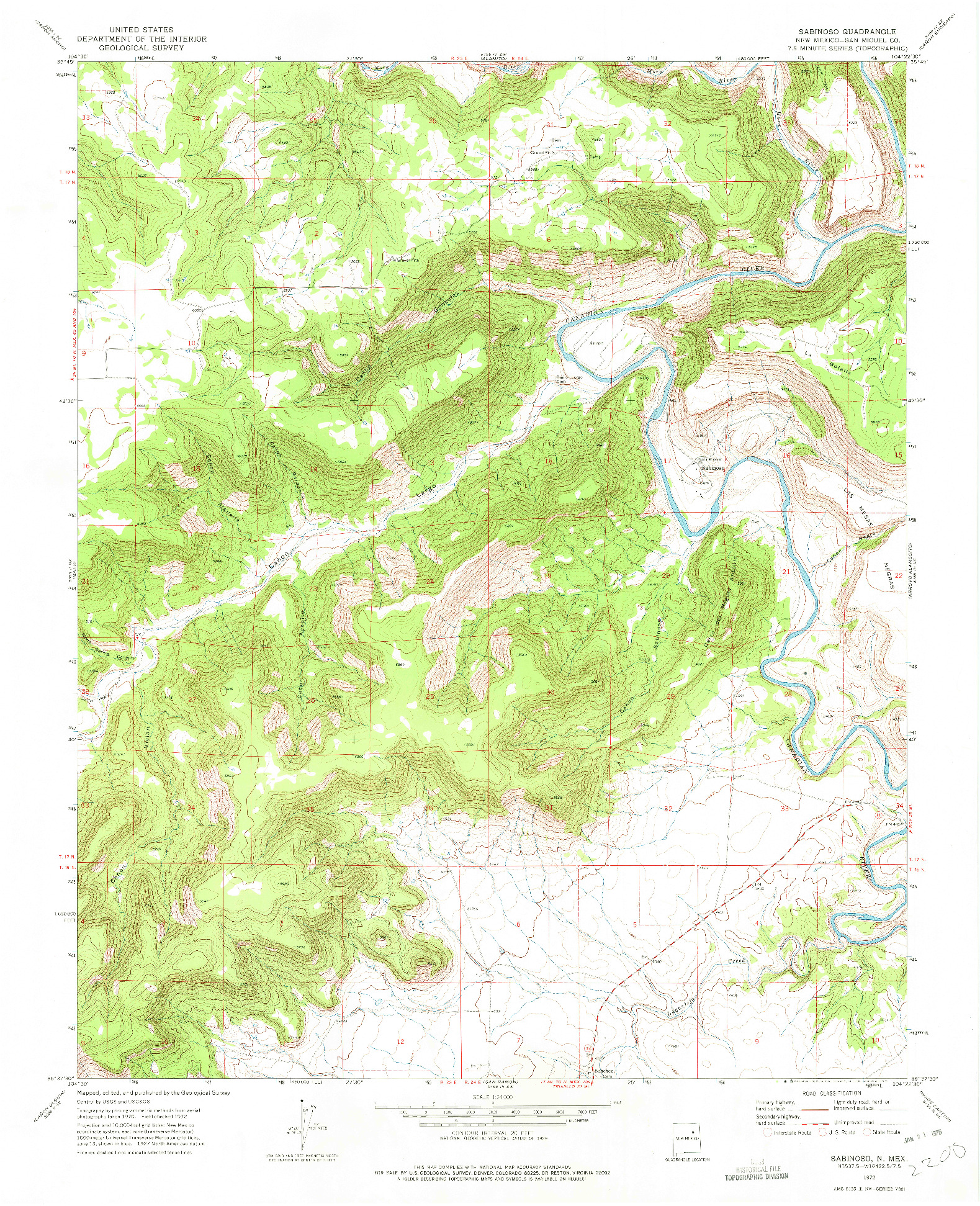 USGS 1:24000-SCALE QUADRANGLE FOR SABINOSO, NM 1972