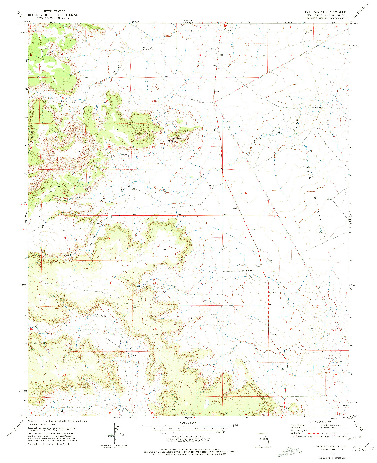 USGS 1:24000-SCALE QUADRANGLE FOR SAN RAMON, NM 1972