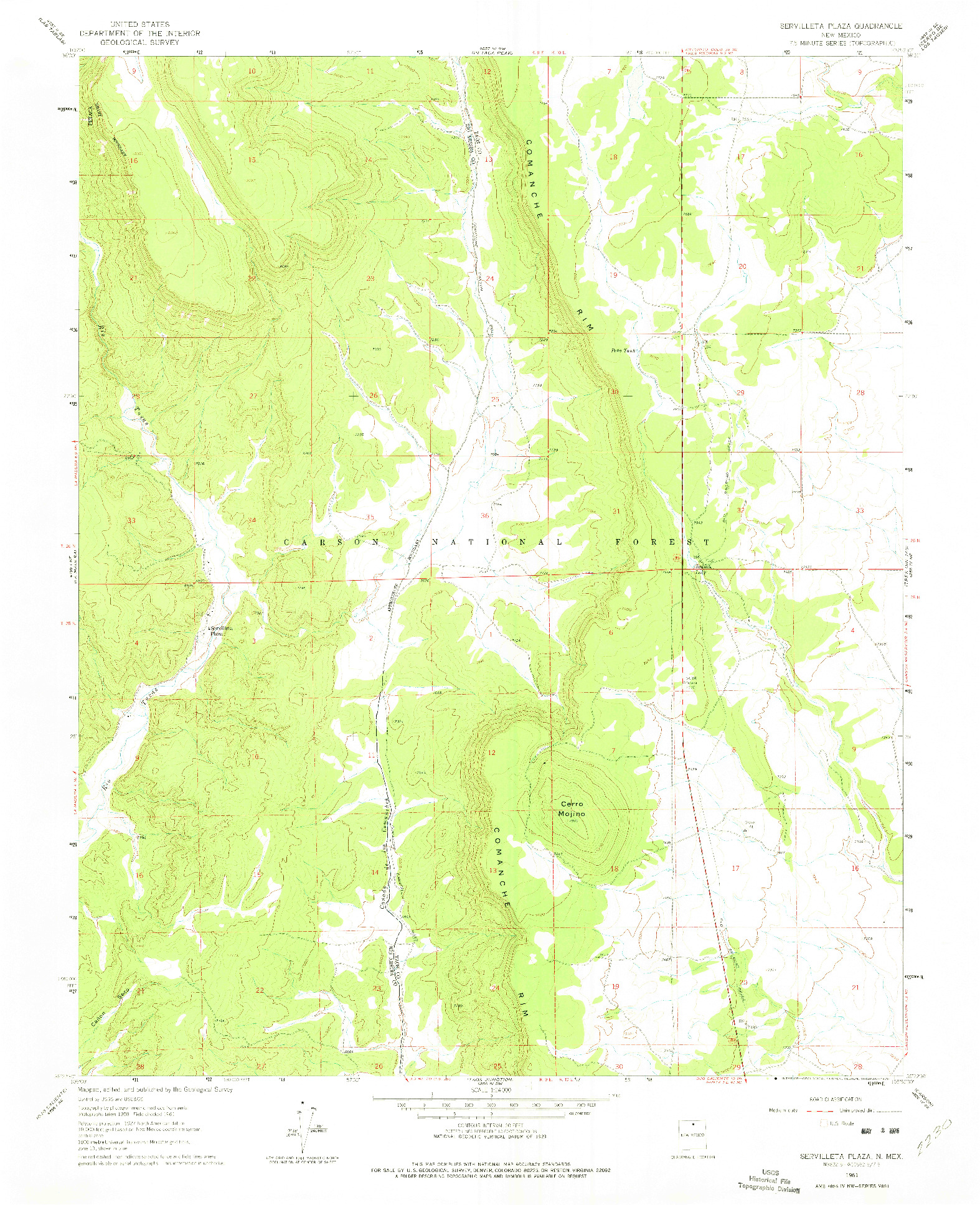 USGS 1:24000-SCALE QUADRANGLE FOR SERVILLETA PLAZA, NM 1961