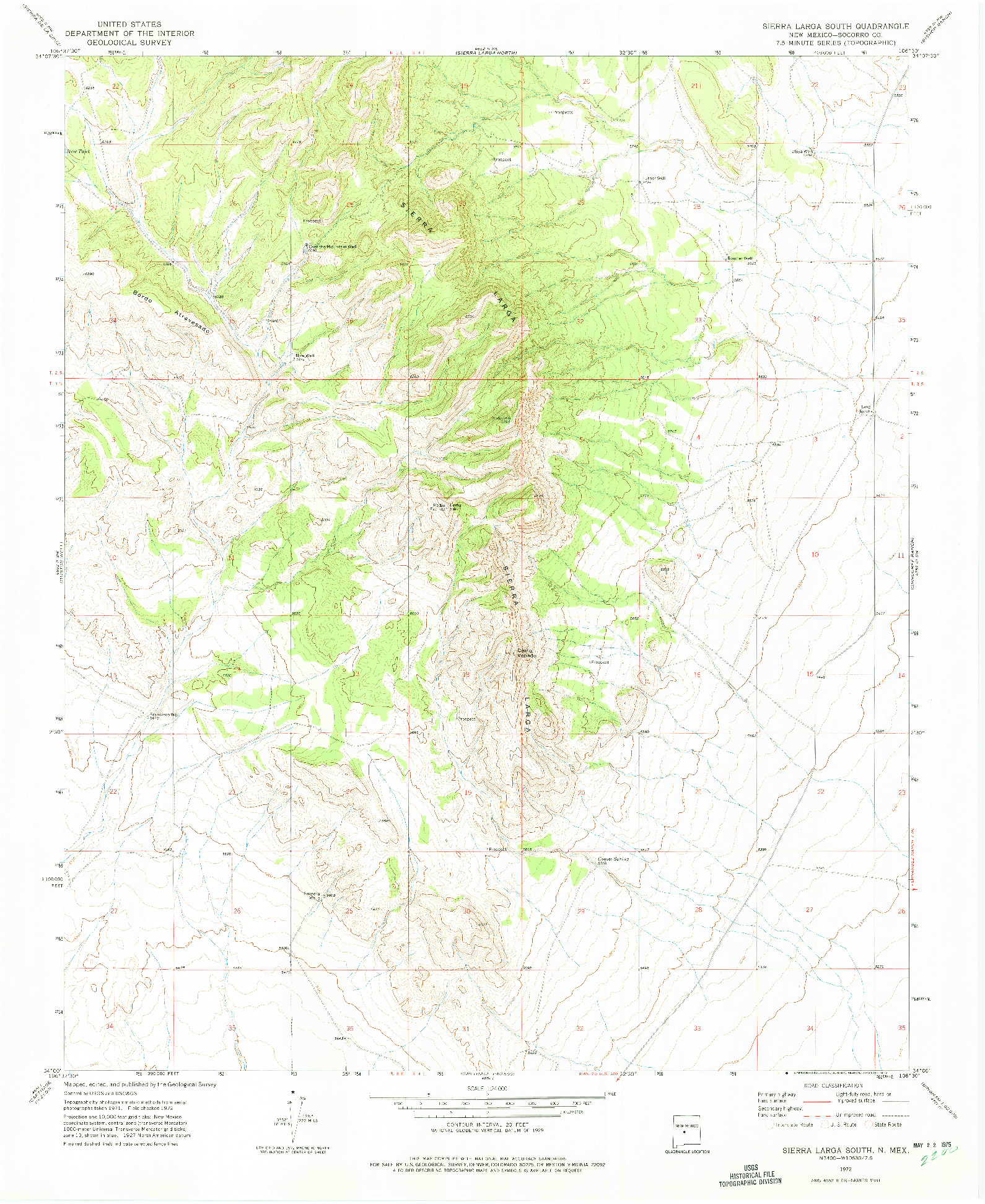 USGS 1:24000-SCALE QUADRANGLE FOR SIERRA LARGA SOUTH, NM 1972