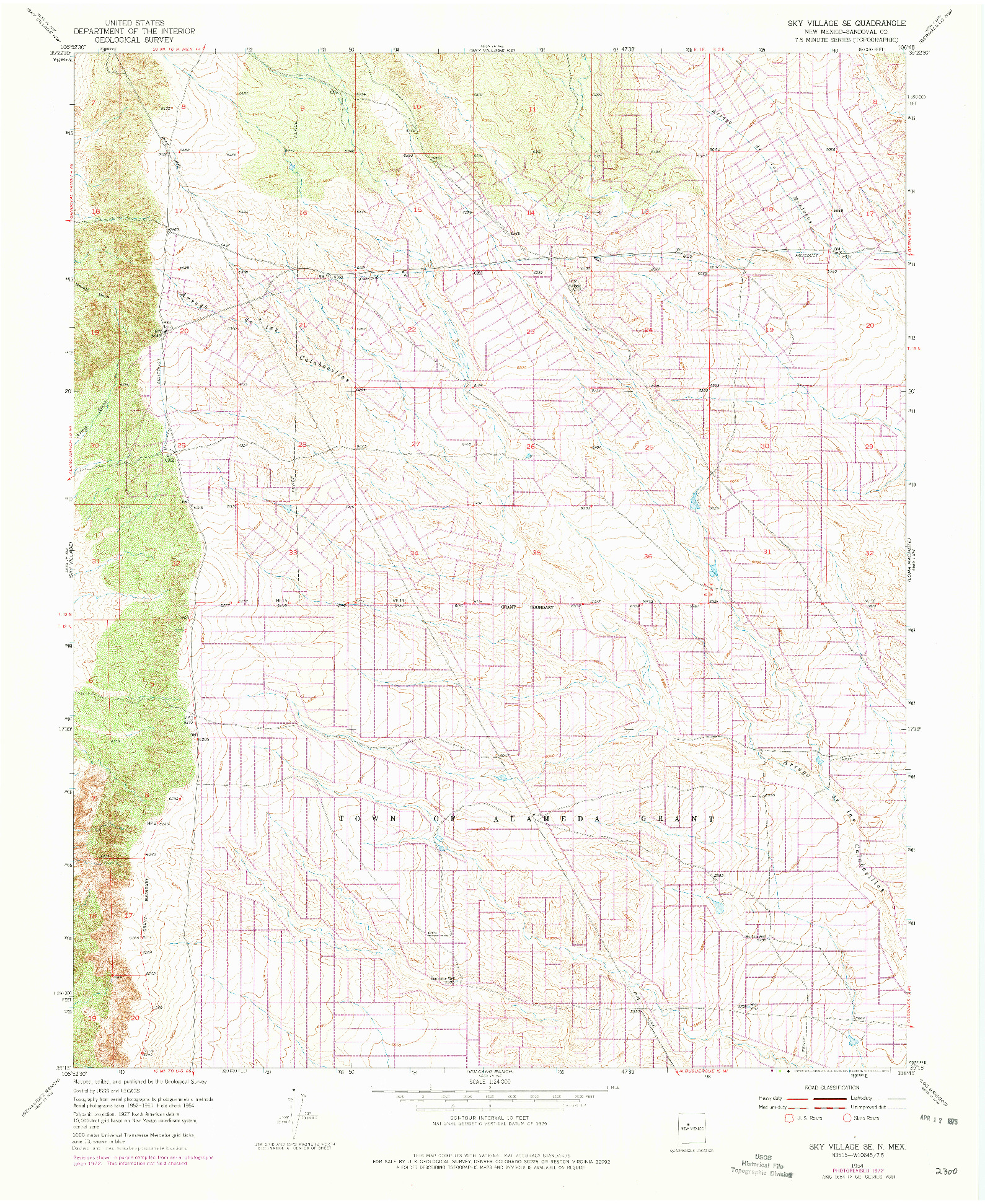 USGS 1:24000-SCALE QUADRANGLE FOR SKY VILLAGE SE, NM 1954