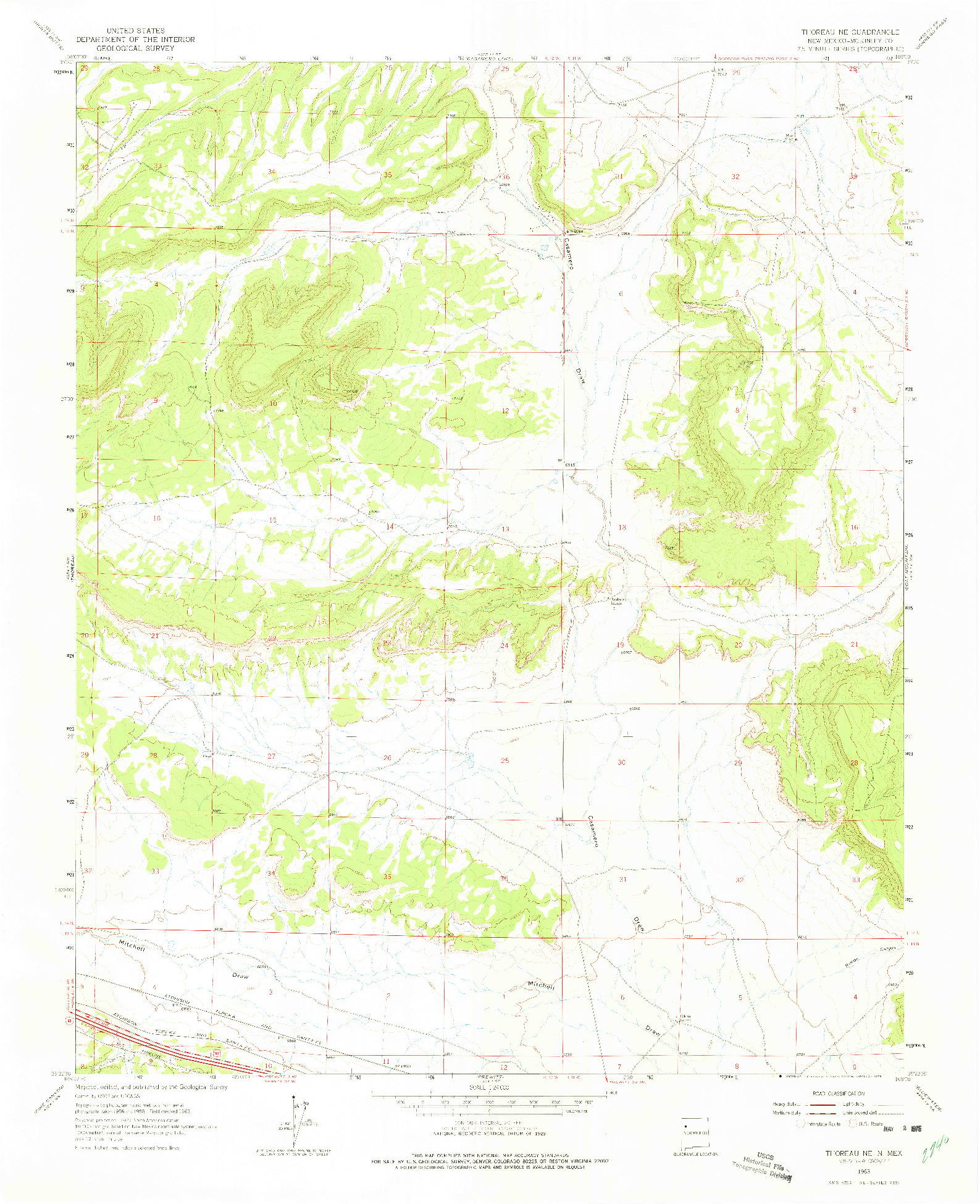 USGS 1:24000-SCALE QUADRANGLE FOR THOREAU, NM 1963