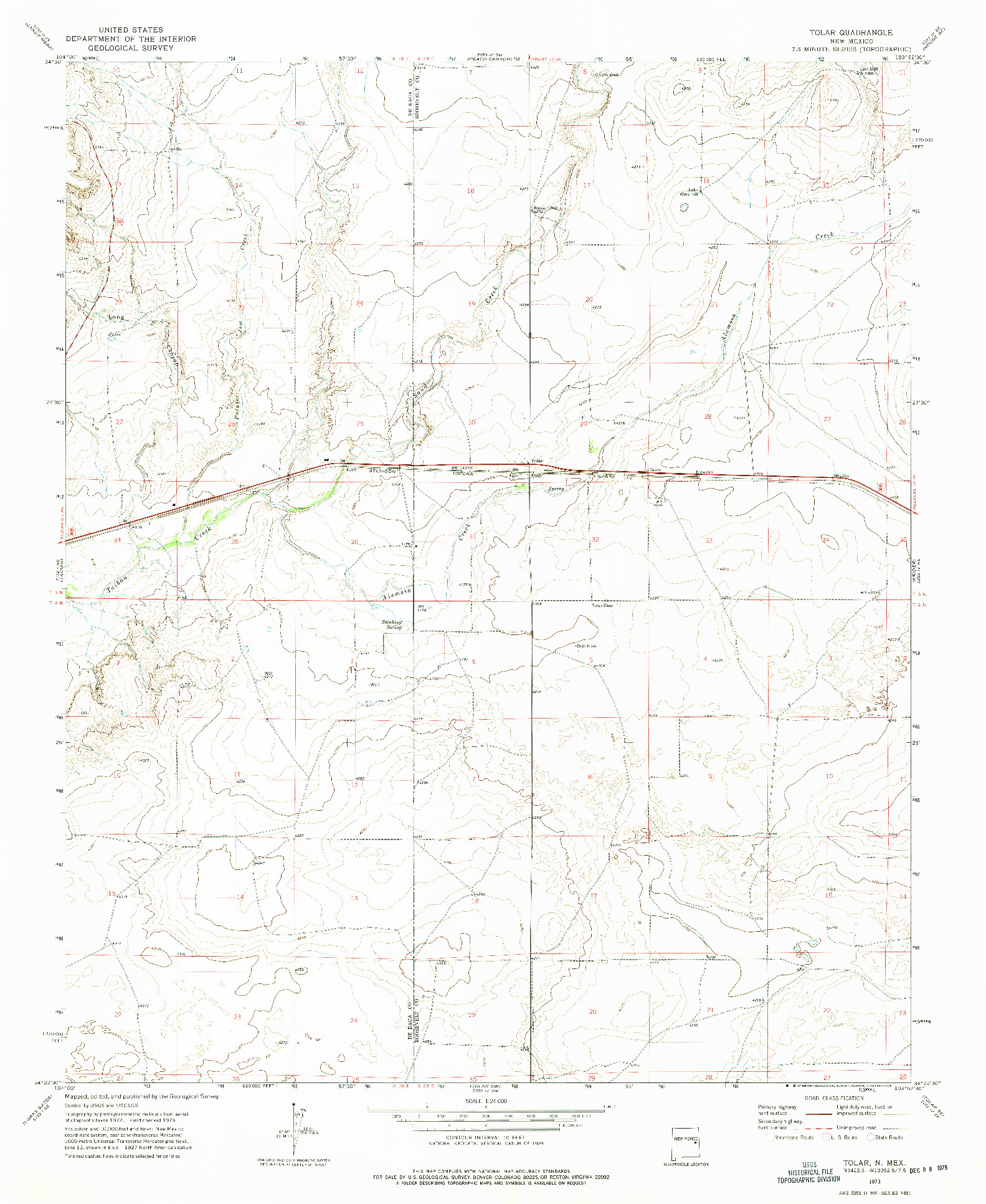 USGS 1:24000-SCALE QUADRANGLE FOR TOLAR, NM 1973