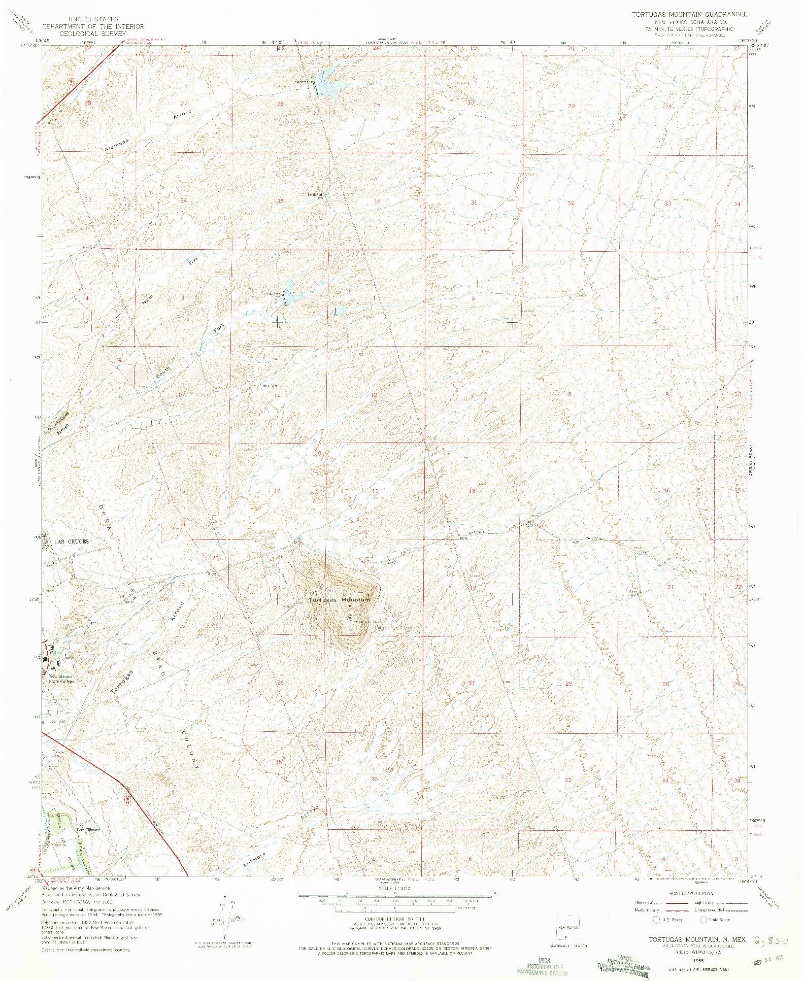 USGS 1:24000-SCALE QUADRANGLE FOR TORTUGAS MOUNTAIN, NM 1955