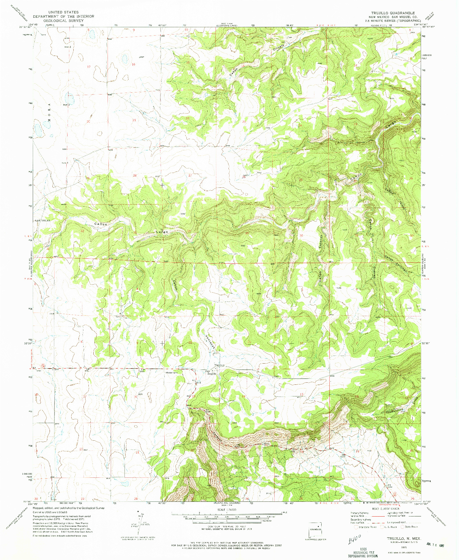 USGS 1:24000-SCALE QUADRANGLE FOR TRUJILLO, NM 1971