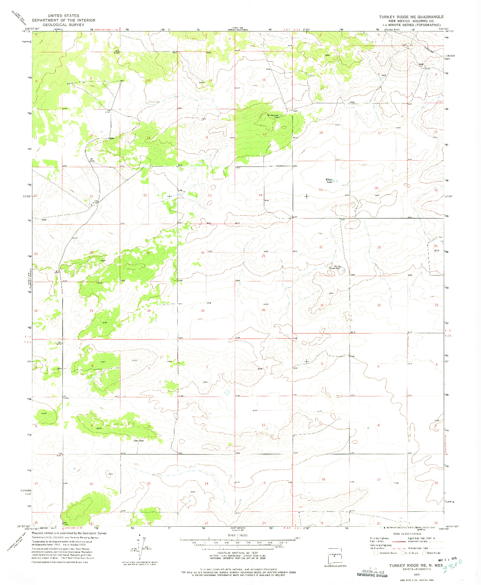 USGS 1:24000-SCALE QUADRANGLE FOR TURKEY RIDGE NE, NM 1972