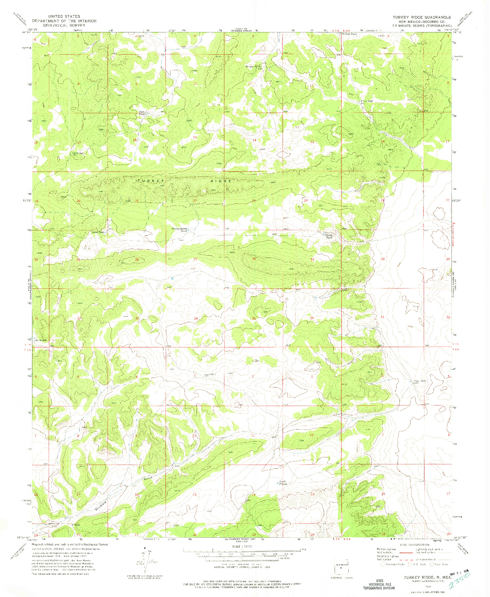 USGS 1:24000-SCALE QUADRANGLE FOR TURKEY RIDGE, NM 1972