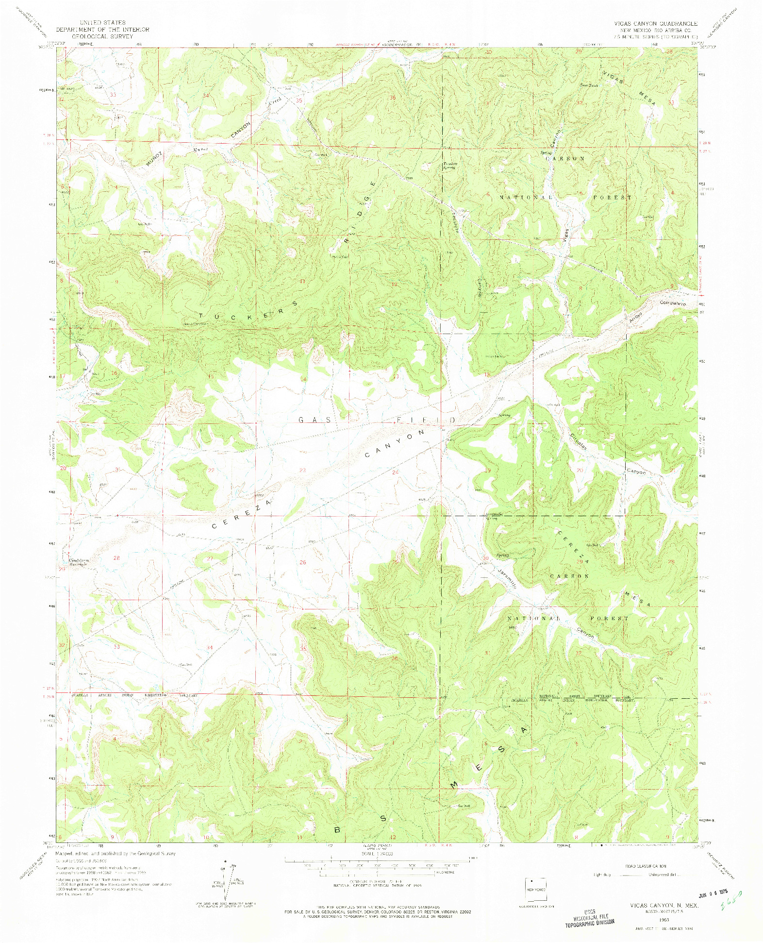 USGS 1:24000-SCALE QUADRANGLE FOR VIGAS CANYON, NM 1963