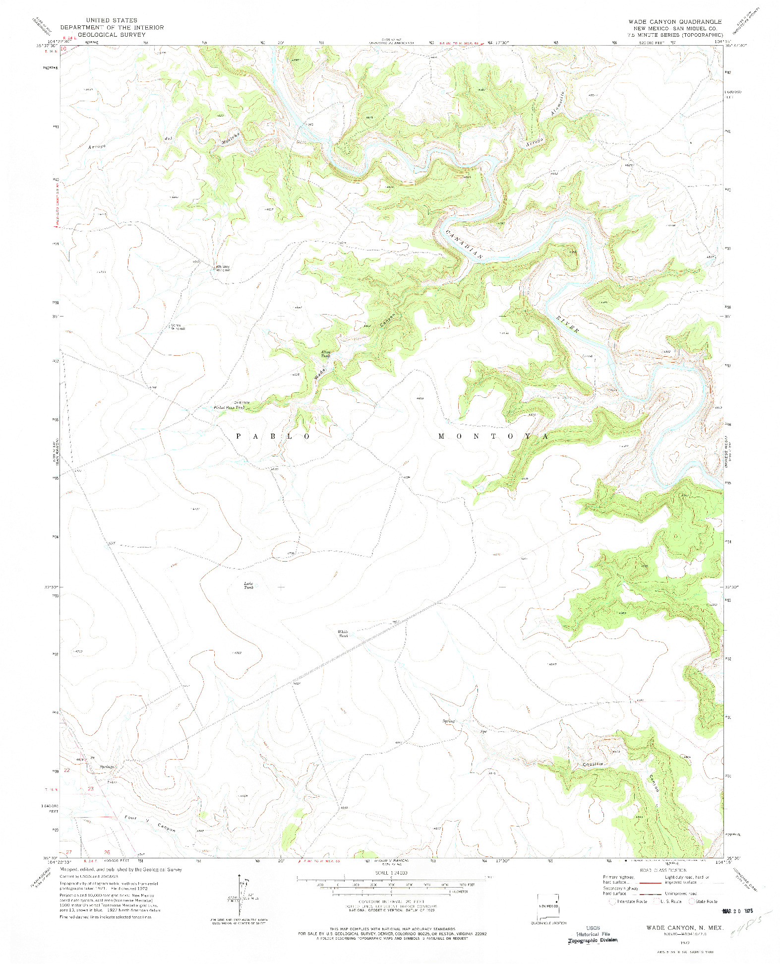 USGS 1:24000-SCALE QUADRANGLE FOR WADE CANYON, NM 1972