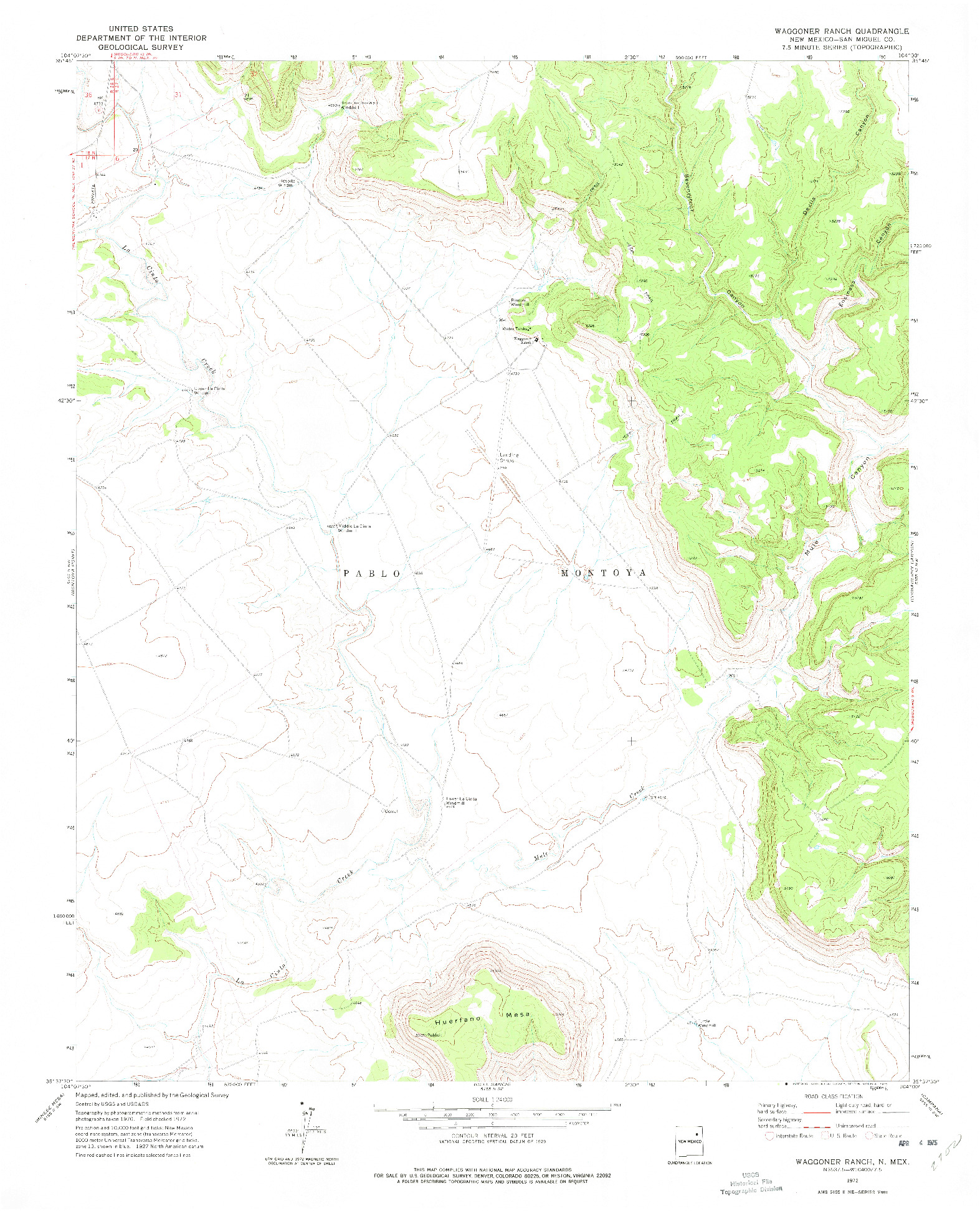 USGS 1:24000-SCALE QUADRANGLE FOR WAGGONER RANCH, NM 1972