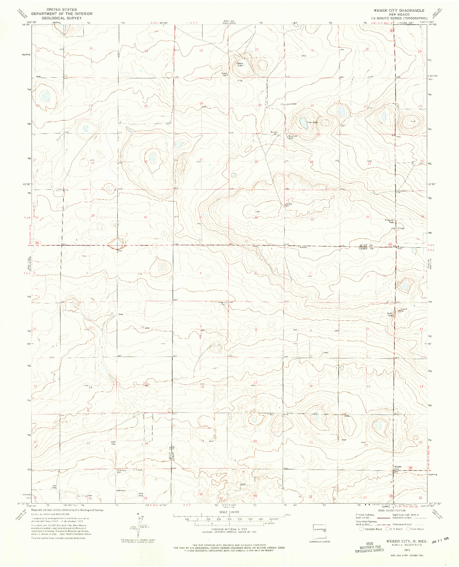 USGS 1:24000-SCALE QUADRANGLE FOR WEBER CITY, NM 1973