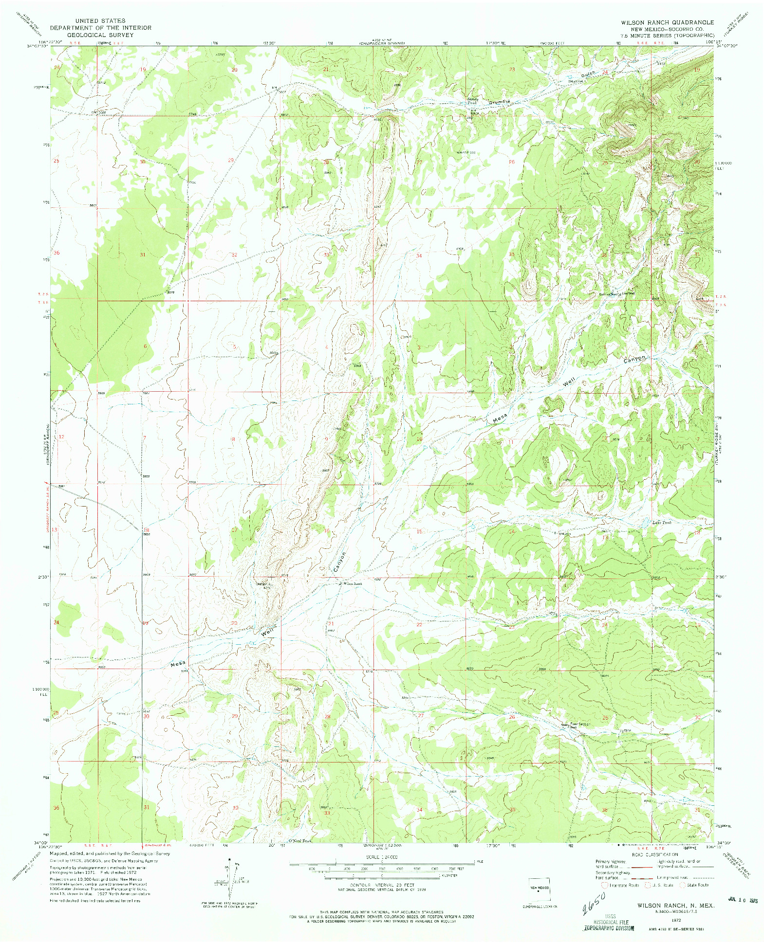 USGS 1:24000-SCALE QUADRANGLE FOR WILSON RANCH, NM 1972