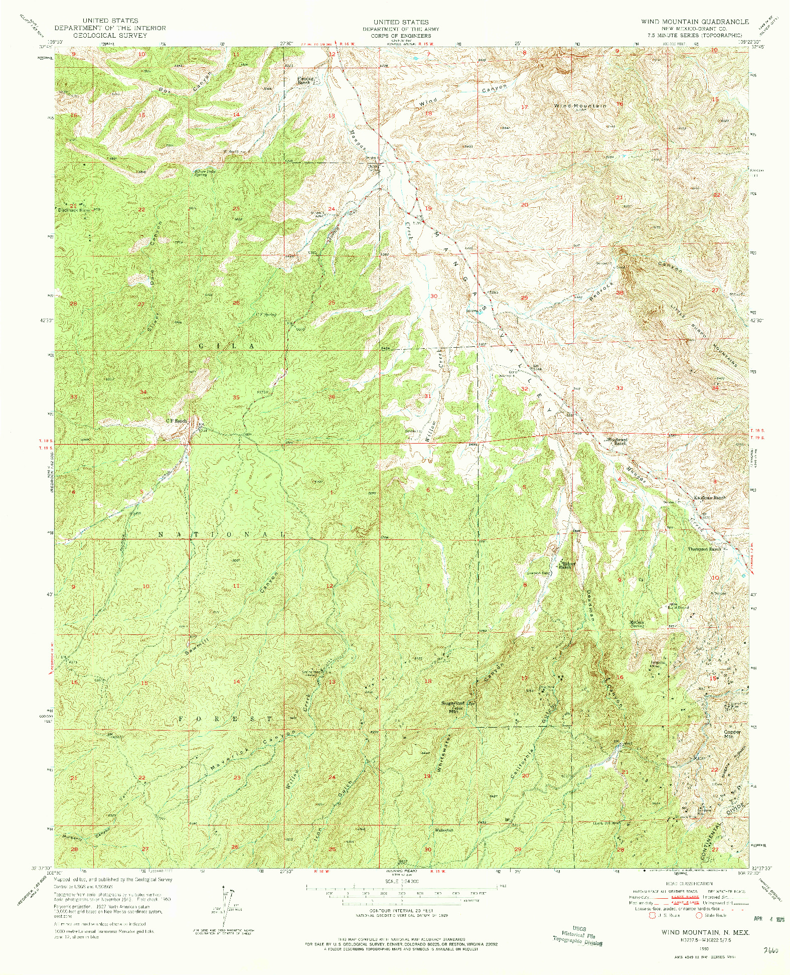 USGS 1:24000-SCALE QUADRANGLE FOR WIND MOUNTAIN, NM 1950