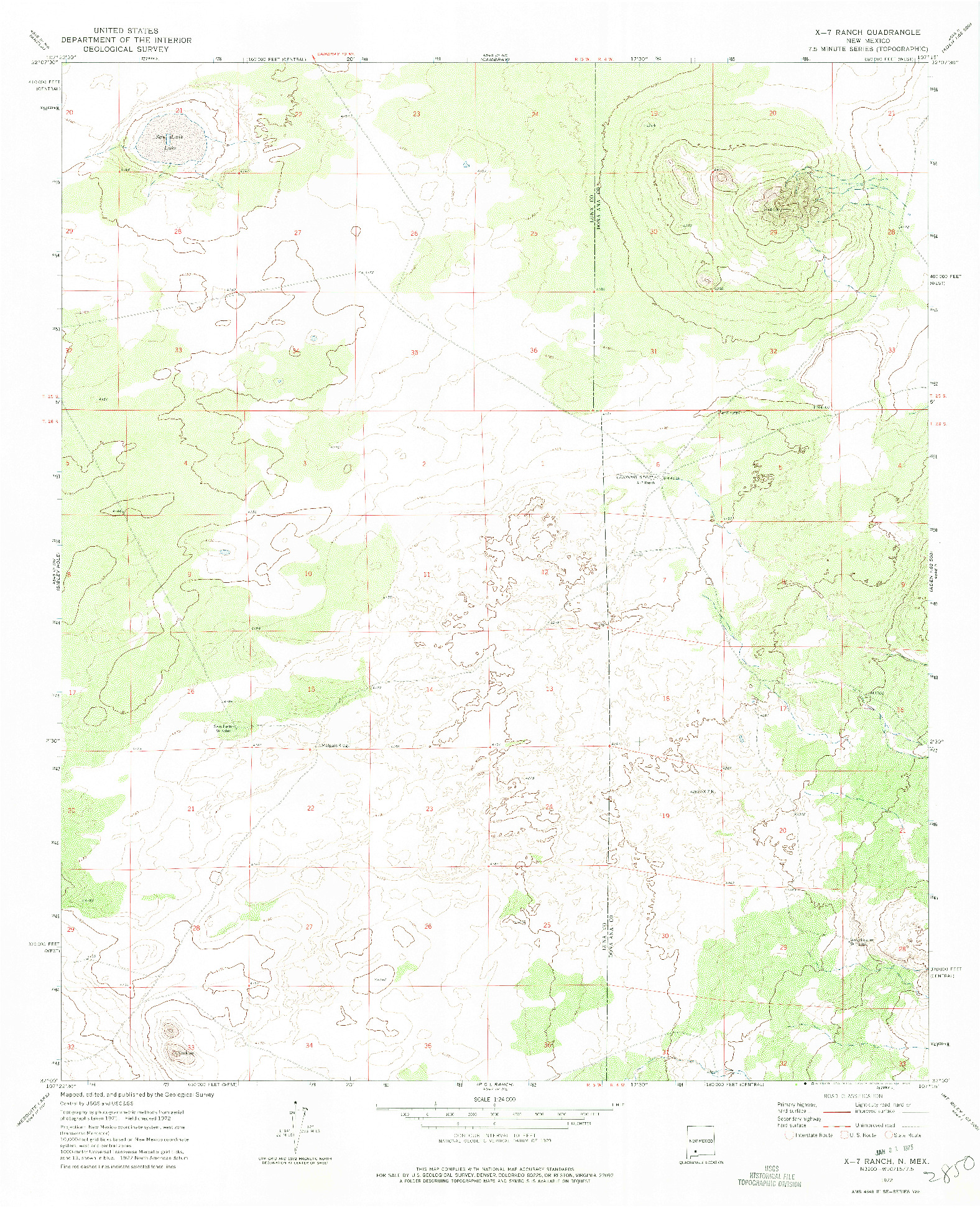 USGS 1:24000-SCALE QUADRANGLE FOR X-7 RANCH, NM 1972