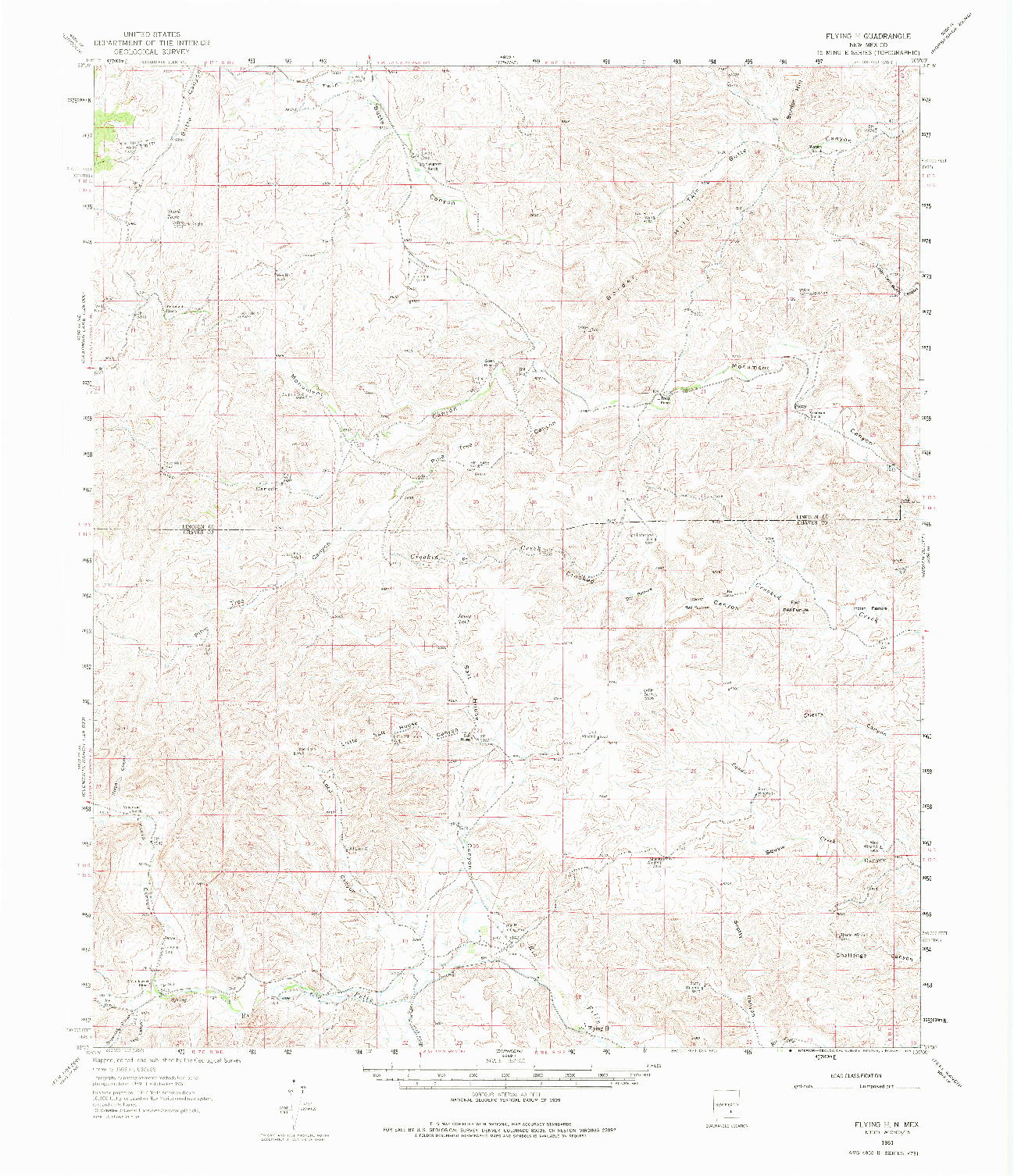 USGS 1:62500-SCALE QUADRANGLE FOR FLYING H, NM 1961