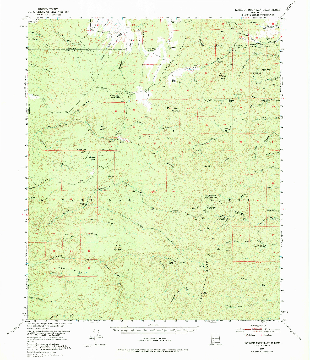 USGS 1:62500-SCALE QUADRANGLE FOR LOOKOUT MOUNTAIN, NM 1949