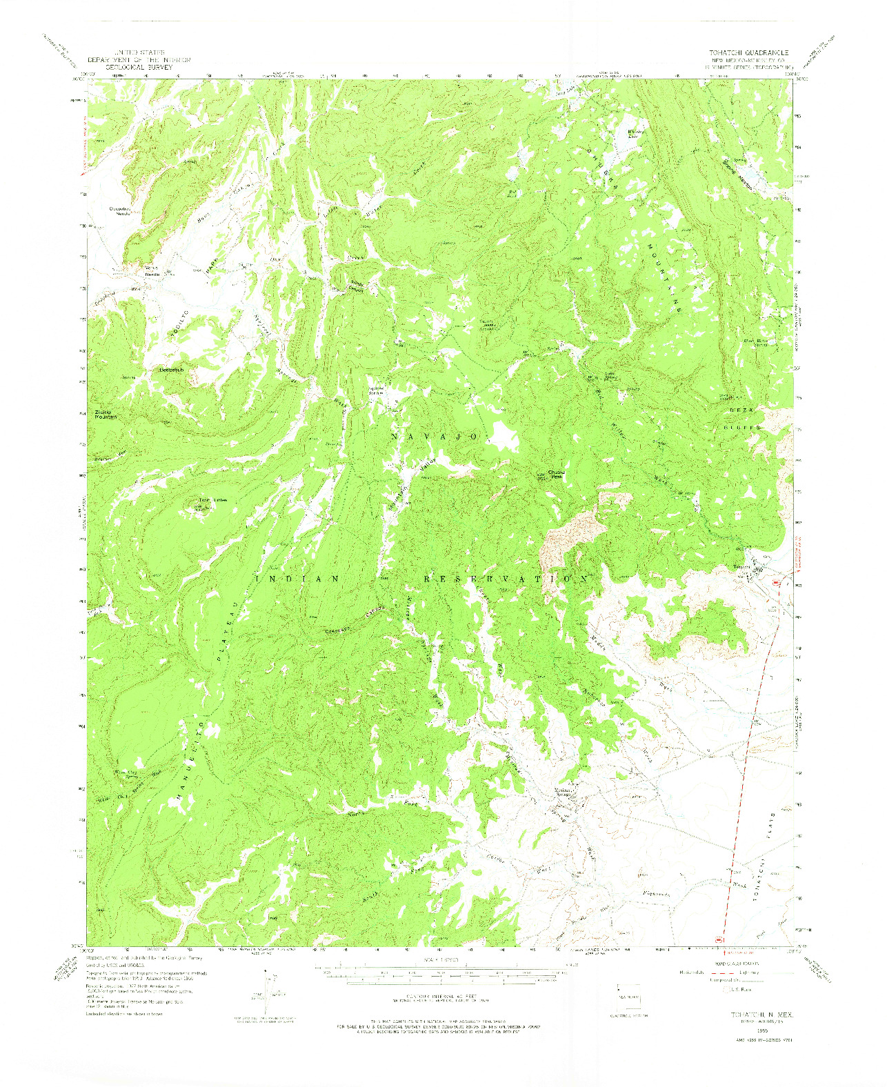 USGS 1:62500-SCALE QUADRANGLE FOR TOHATCHI, NM 1955