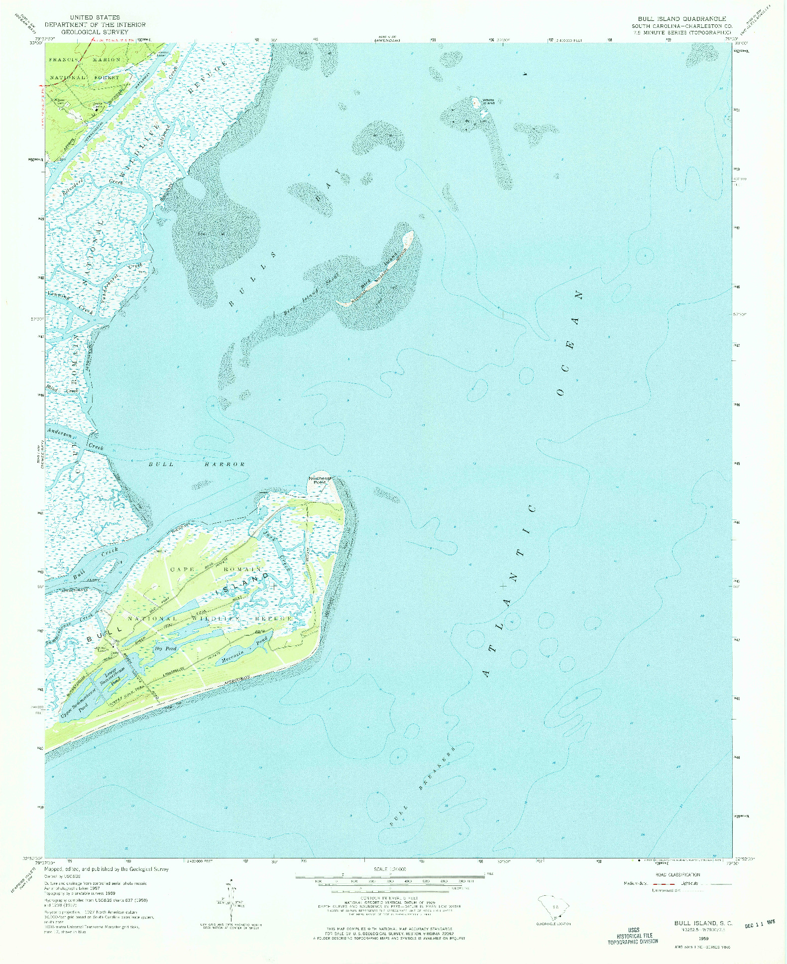 USGS 1:24000-SCALE QUADRANGLE FOR BULL ISLAND, SC 1959