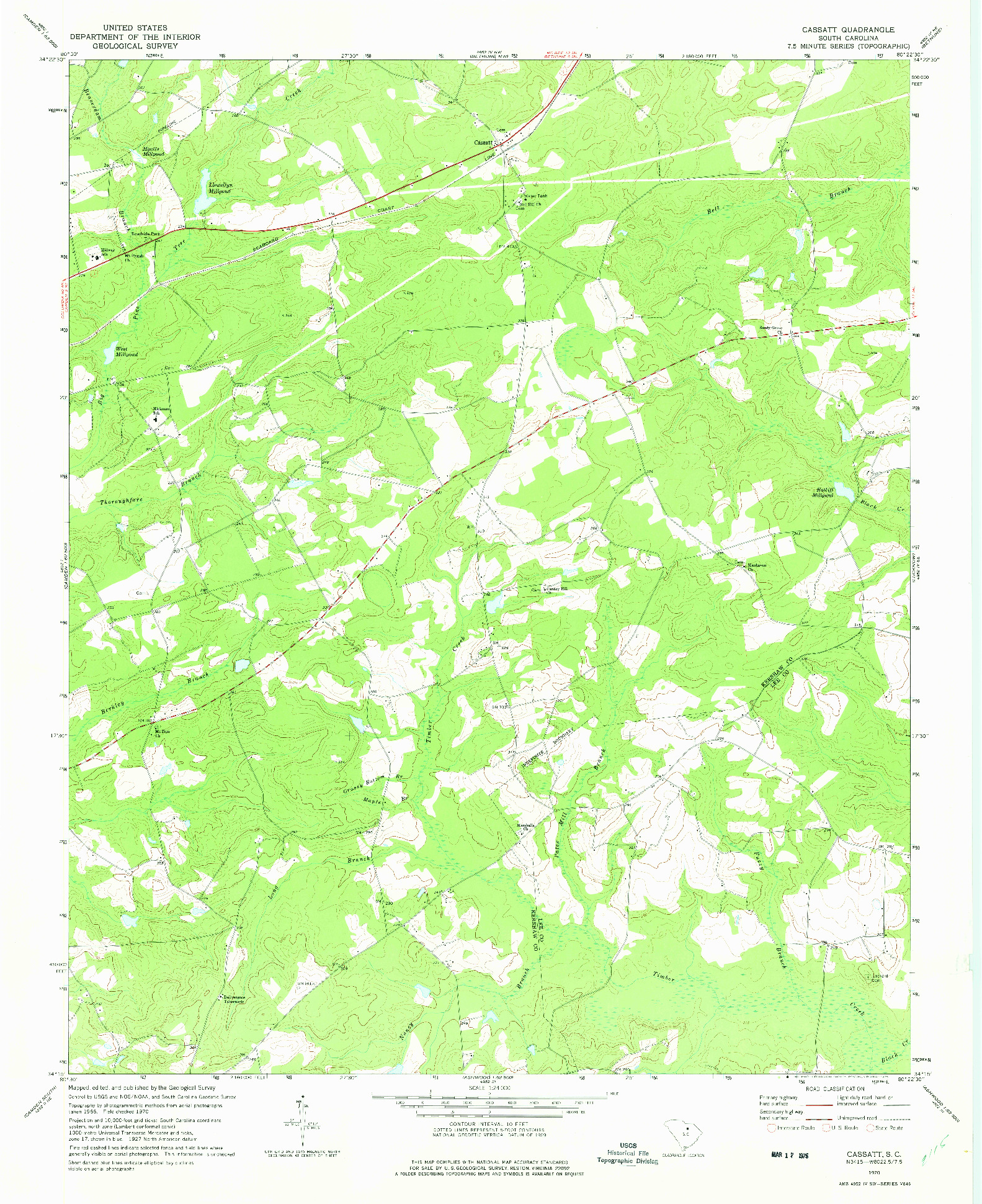 USGS 1:24000-SCALE QUADRANGLE FOR CASSATT, SC 1970