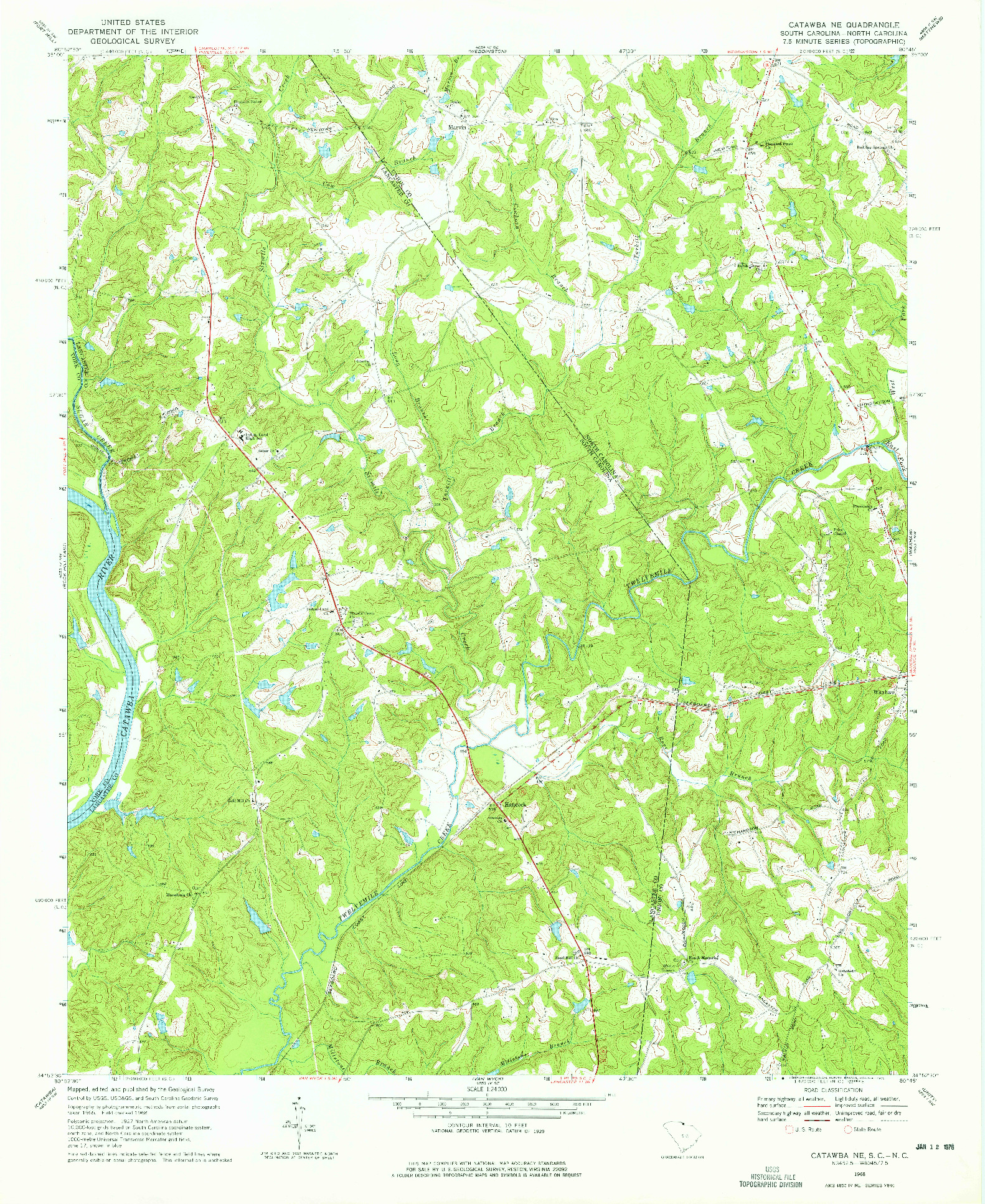 USGS 1:24000-SCALE QUADRANGLE FOR CATAWBA NE, SC 1968