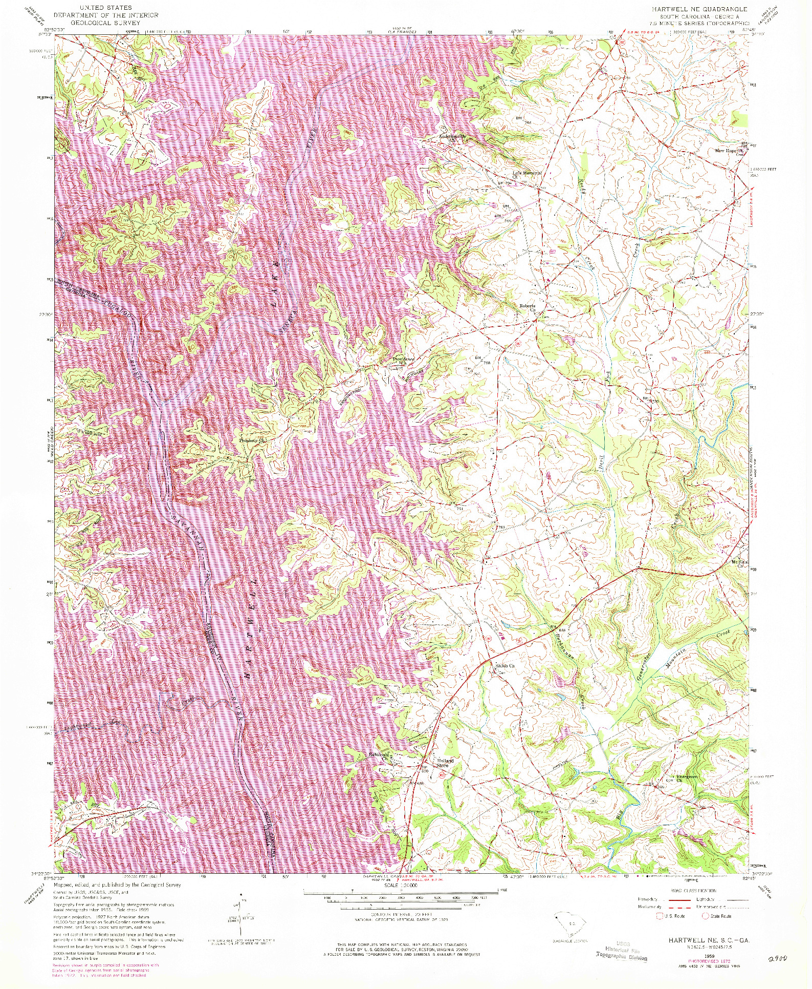 USGS 1:24000-SCALE QUADRANGLE FOR HARTWELL NE, SC 1959