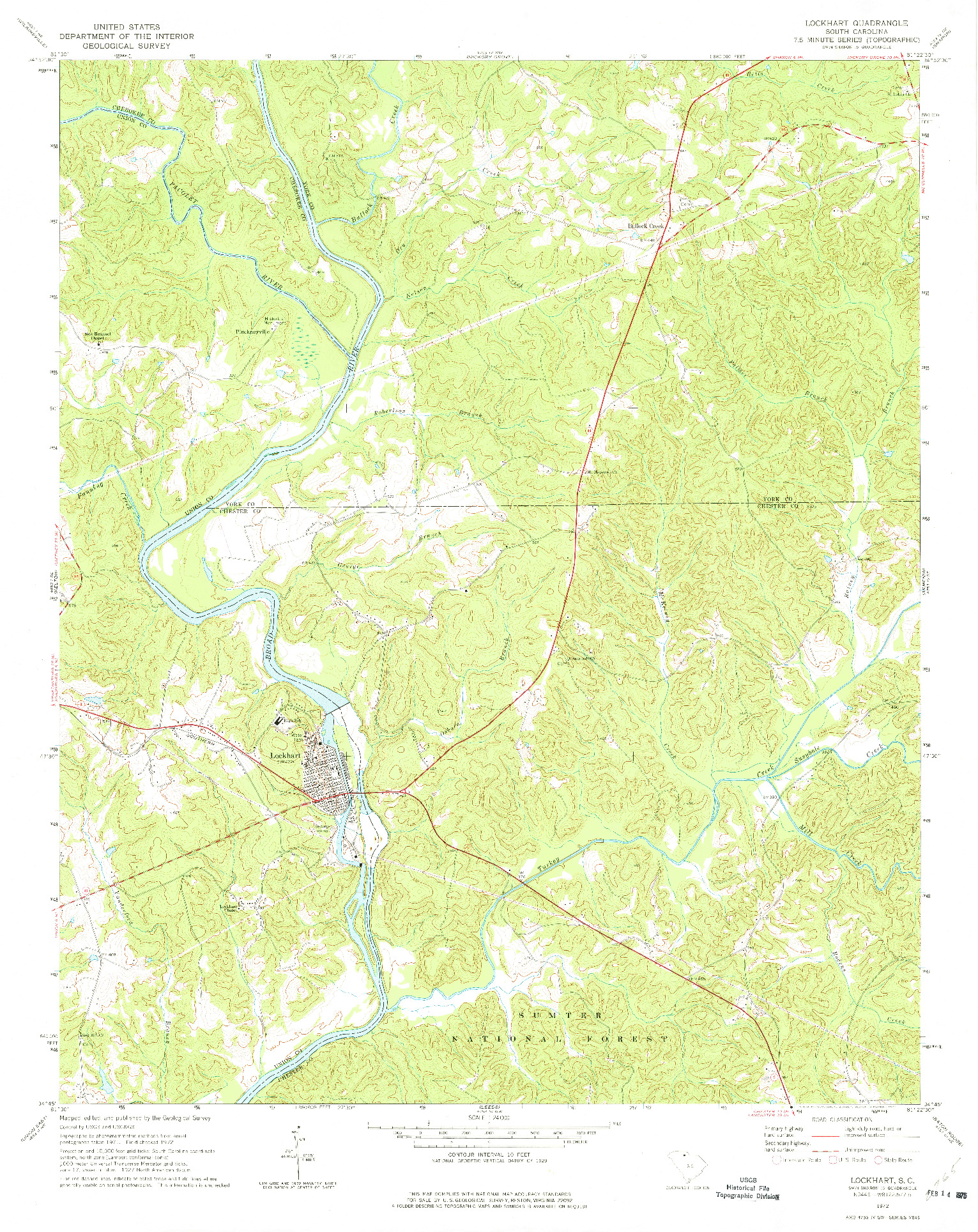 USGS 1:24000-SCALE QUADRANGLE FOR LOCKHART, SC 1972