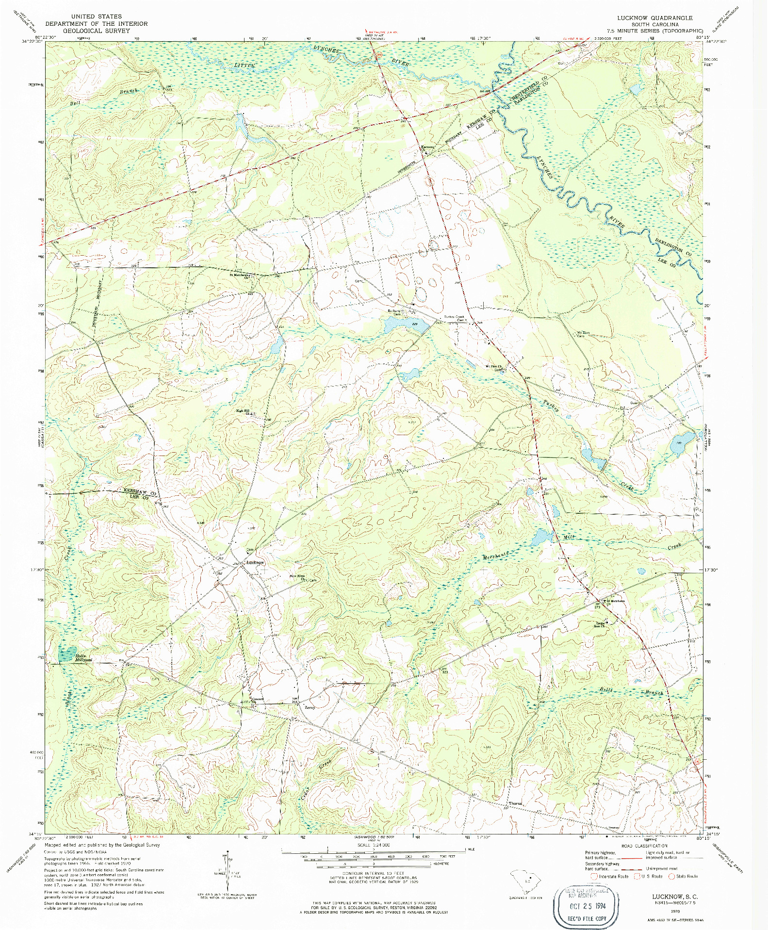 USGS 1:24000-SCALE QUADRANGLE FOR LUCKNOW, SC 1970