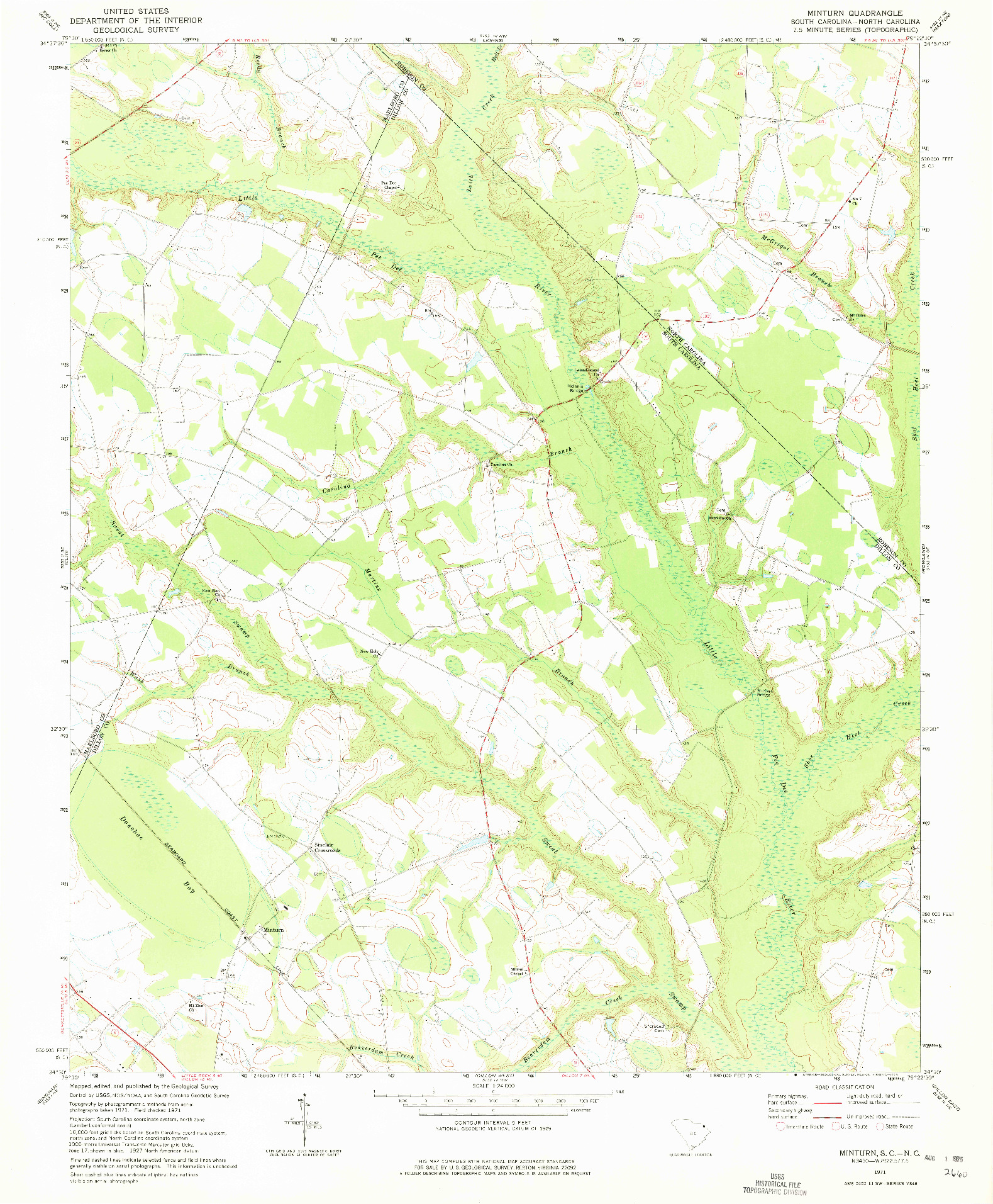 USGS 1:24000-SCALE QUADRANGLE FOR MINTURN, SC 1971