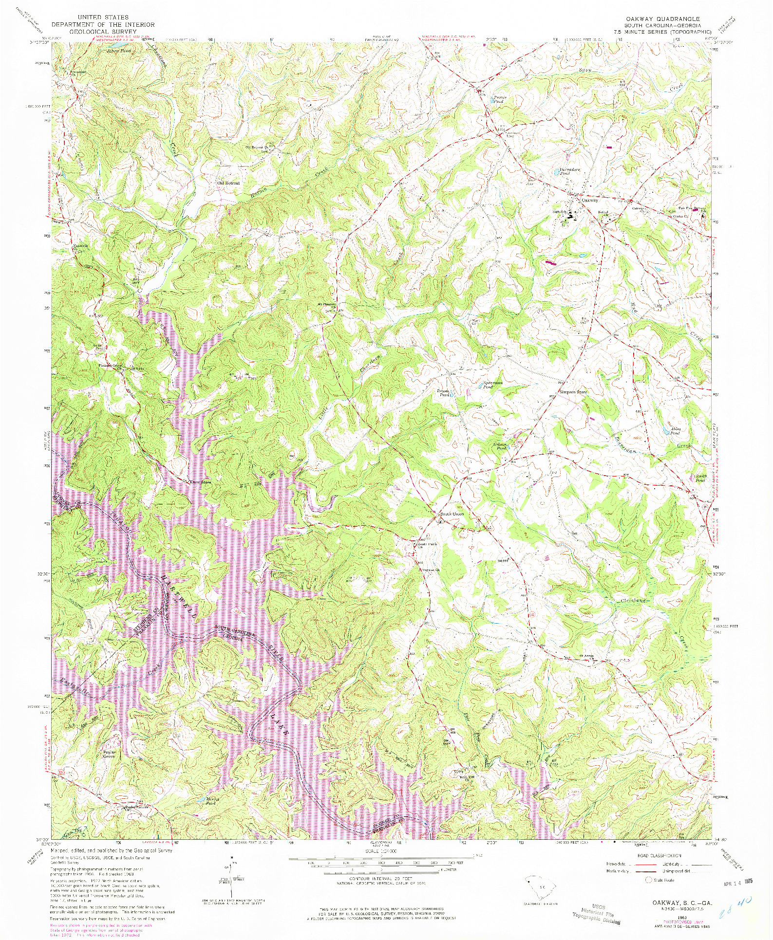 USGS 1:24000-SCALE QUADRANGLE FOR OAKWAY, SC 1963