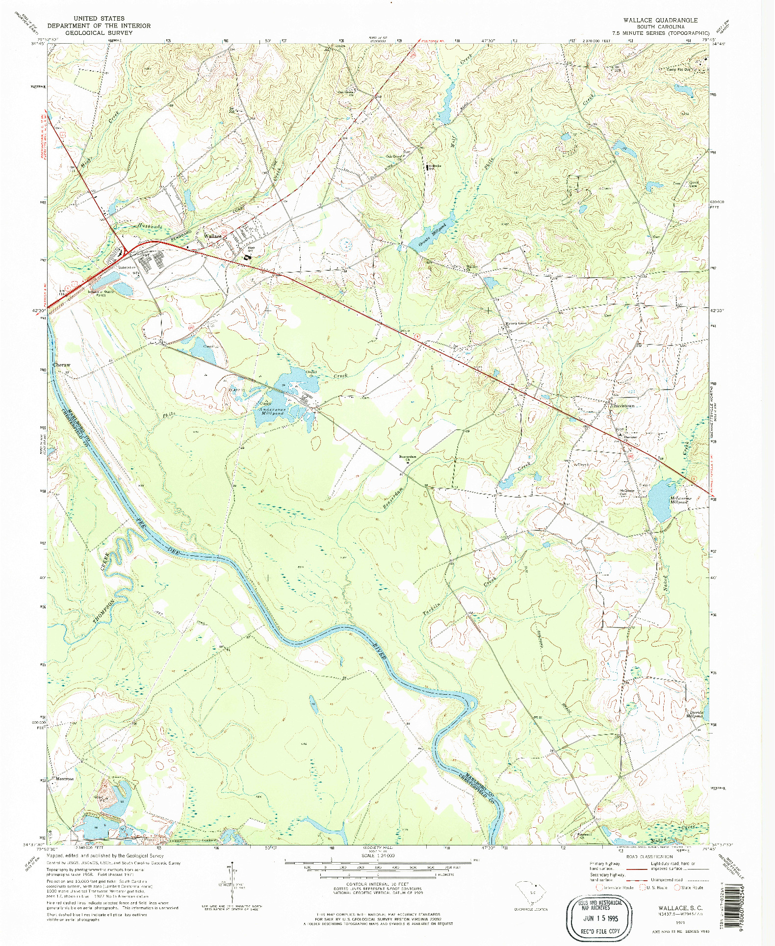 USGS 1:24000-SCALE QUADRANGLE FOR WALLACE, SC 1971