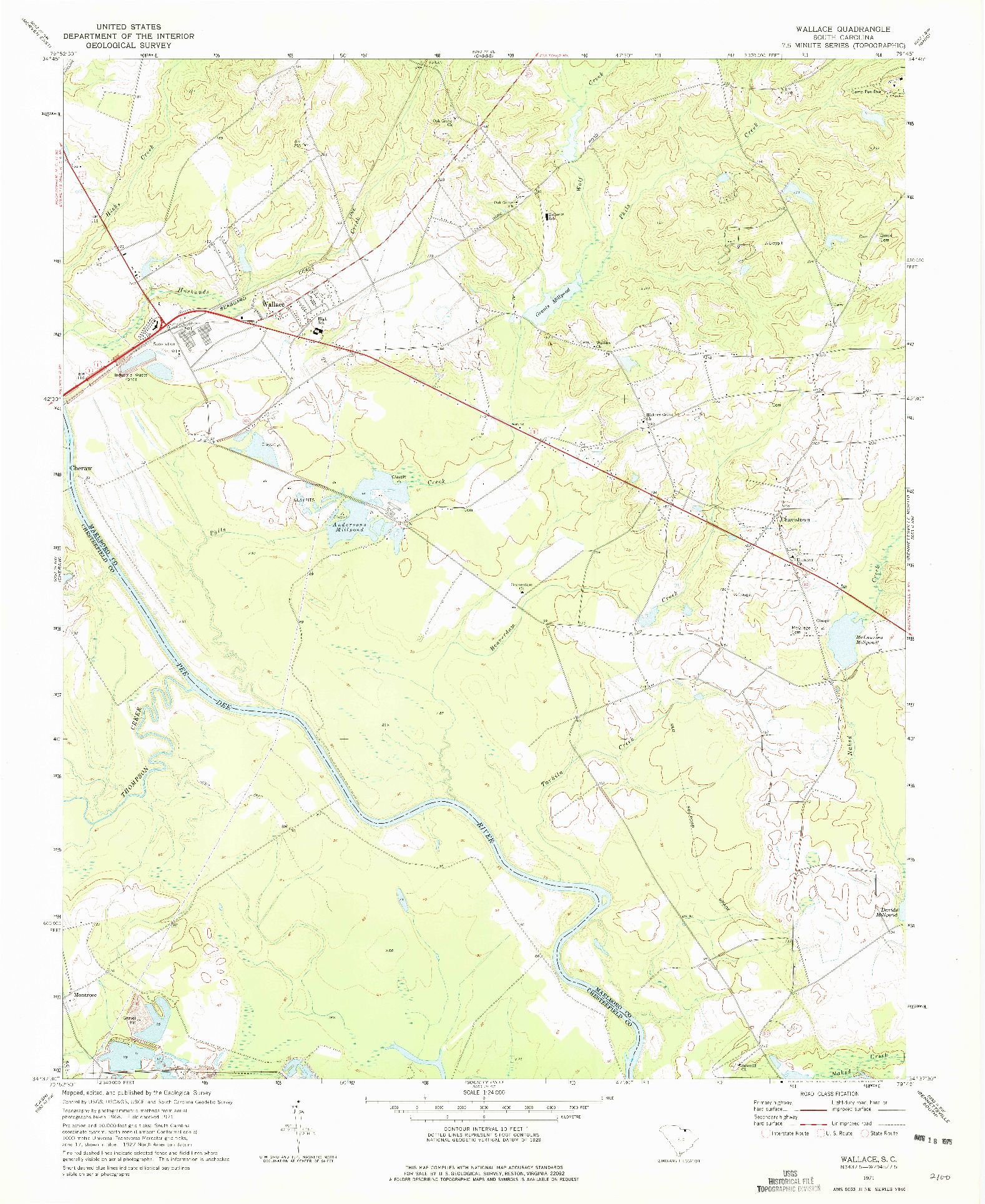 USGS 1:24000-SCALE QUADRANGLE FOR WALLACE, SC 1971