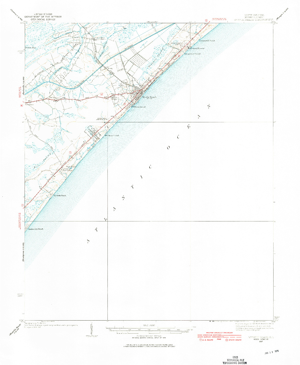 USGS 1:62500-SCALE QUADRANGLE FOR MYRTLE BEACH, SC 1937