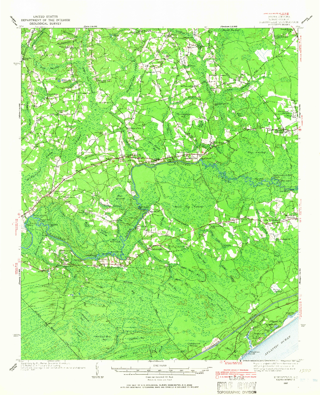 USGS 1:62500-SCALE QUADRANGLE FOR NIXONVILLE, SC 1937