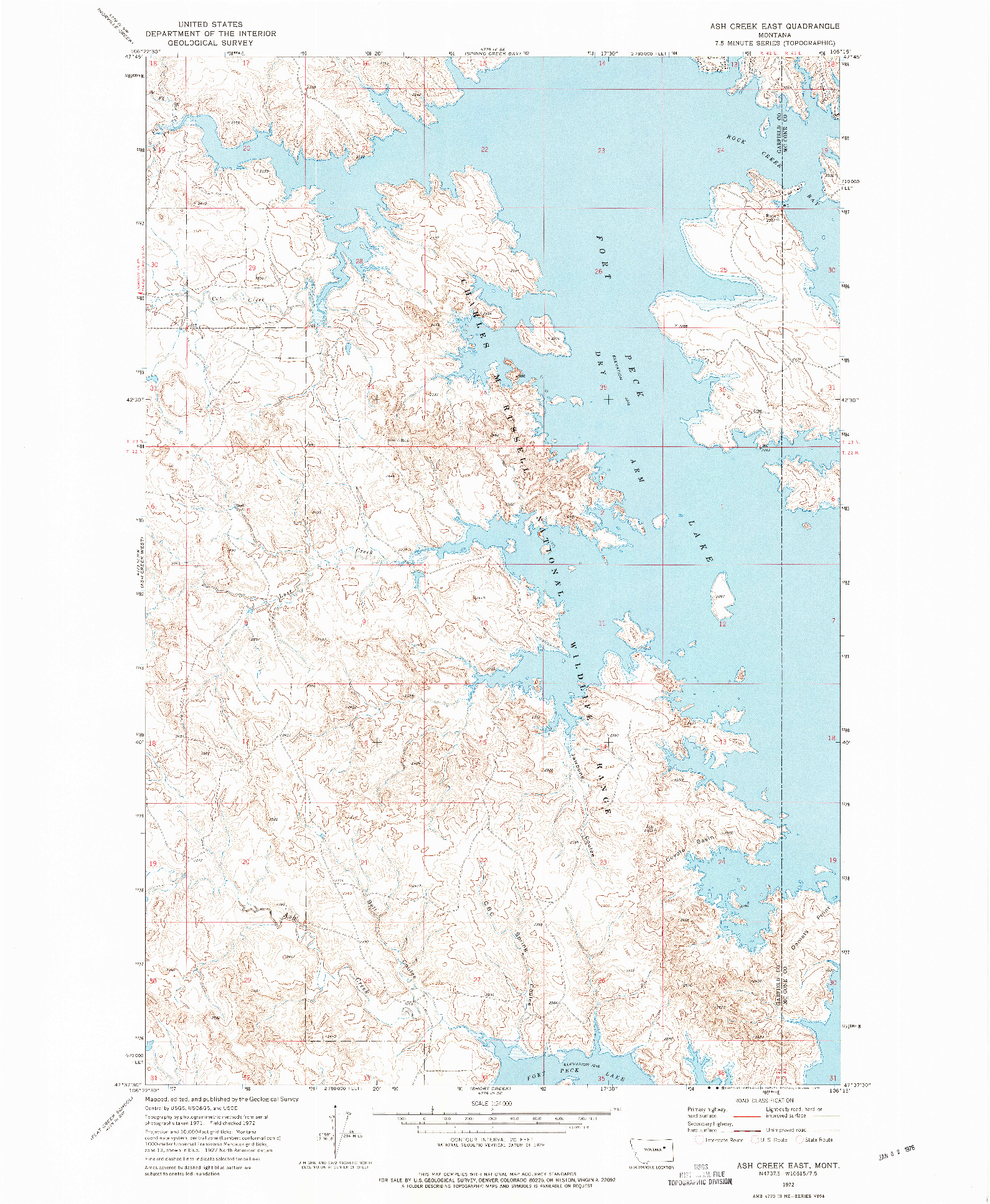 USGS 1:24000-SCALE QUADRANGLE FOR ASH CREEK EAST, MT 1972
