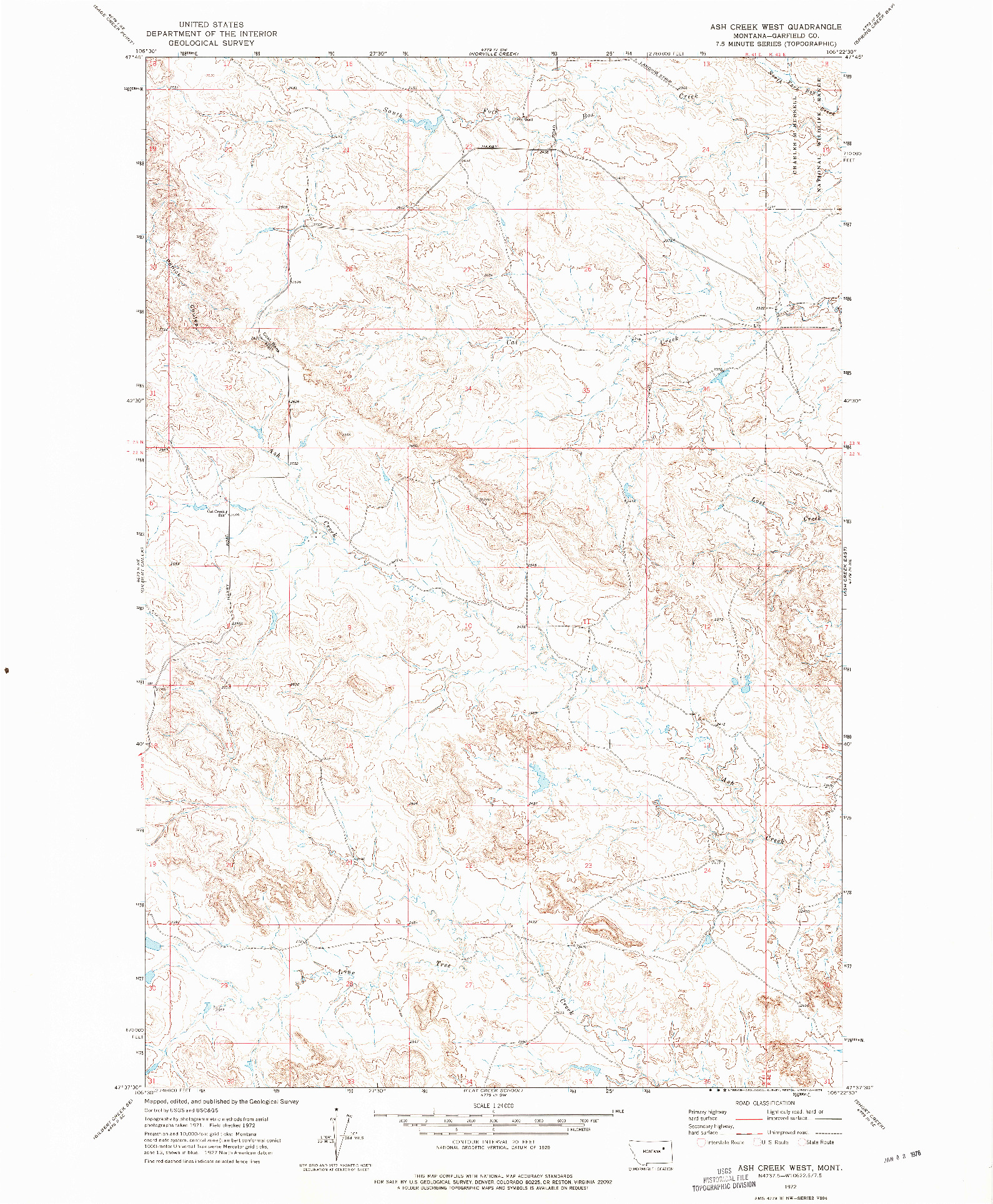 USGS 1:24000-SCALE QUADRANGLE FOR ASH CREEK WEST, MT 1972