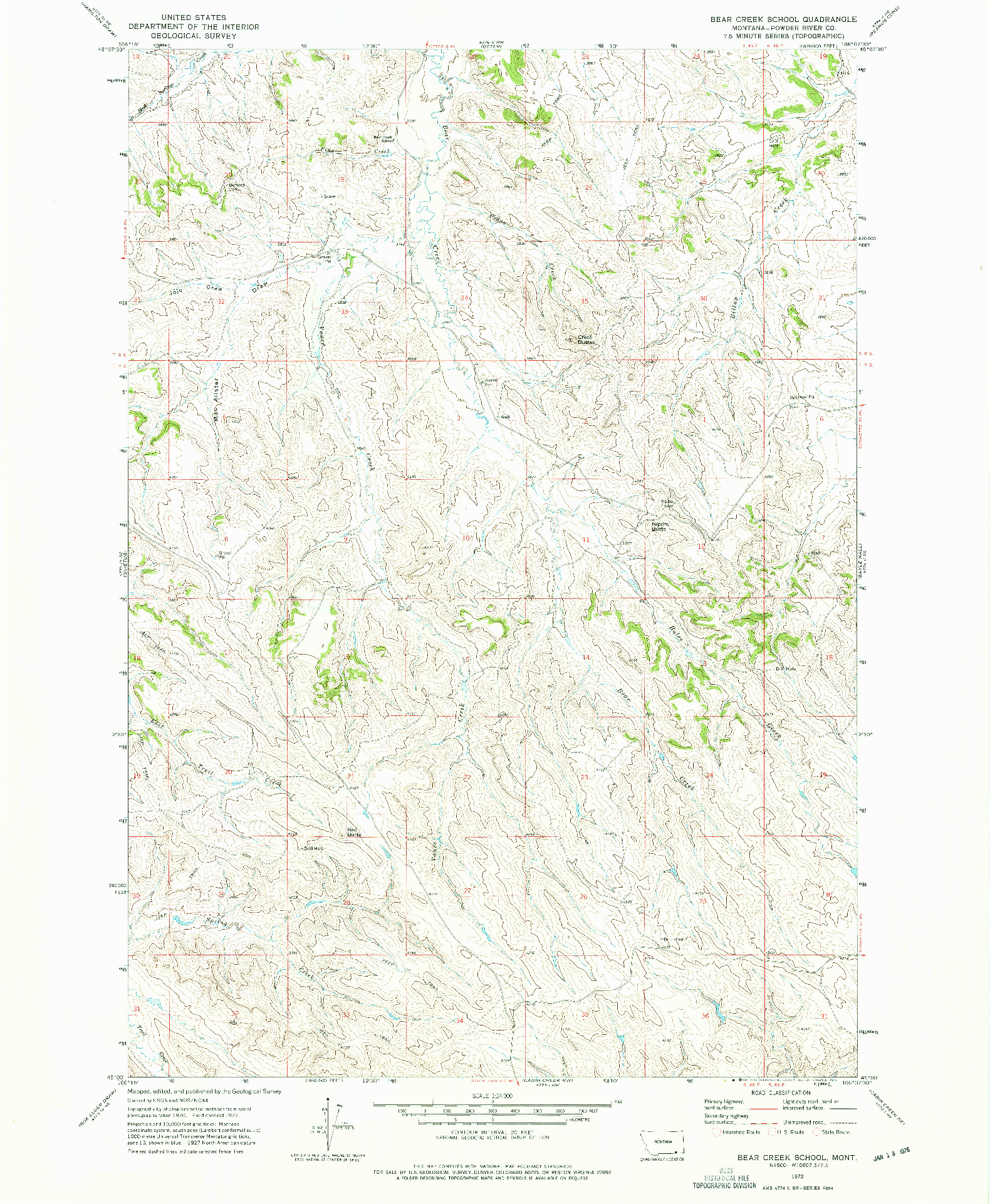 USGS 1:24000-SCALE QUADRANGLE FOR BEAR CREEK SCHOOL, MT 1972