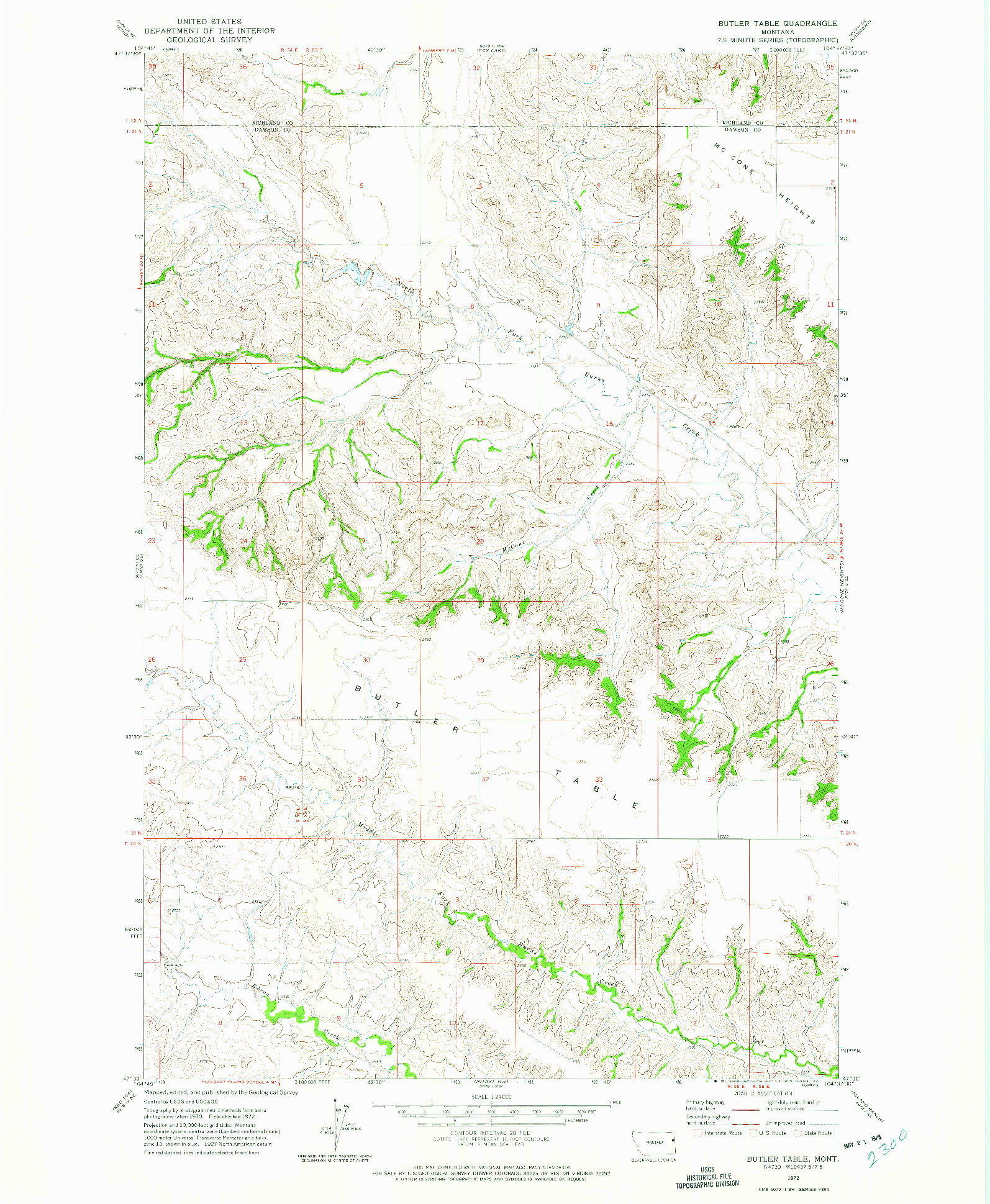 USGS 1:24000-SCALE QUADRANGLE FOR BUTLER TABLE, MT 1972