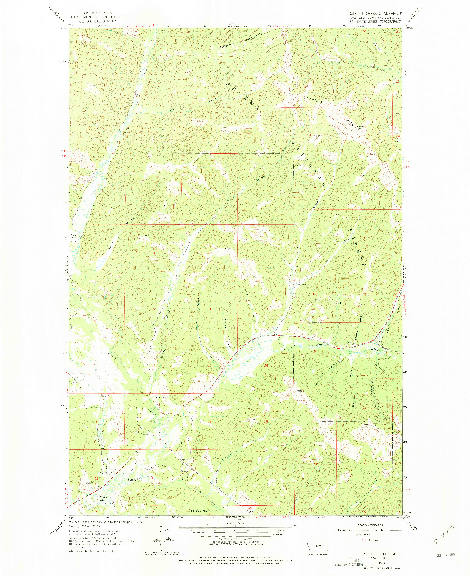 USGS 1:24000-SCALE QUADRANGLE FOR CADOTTE CREEK, MT 1963