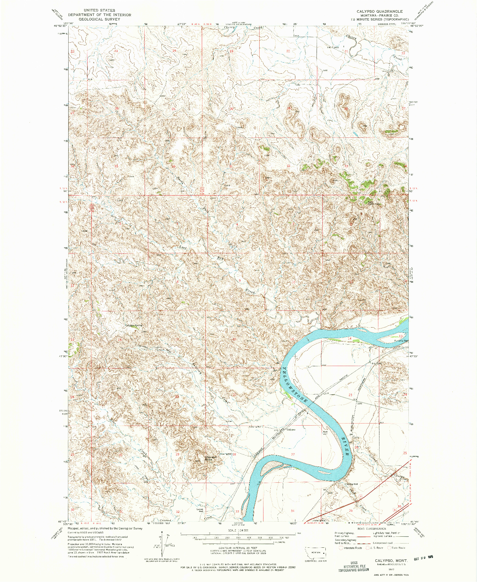 USGS 1:24000-SCALE QUADRANGLE FOR CALYPSO, MT 1972