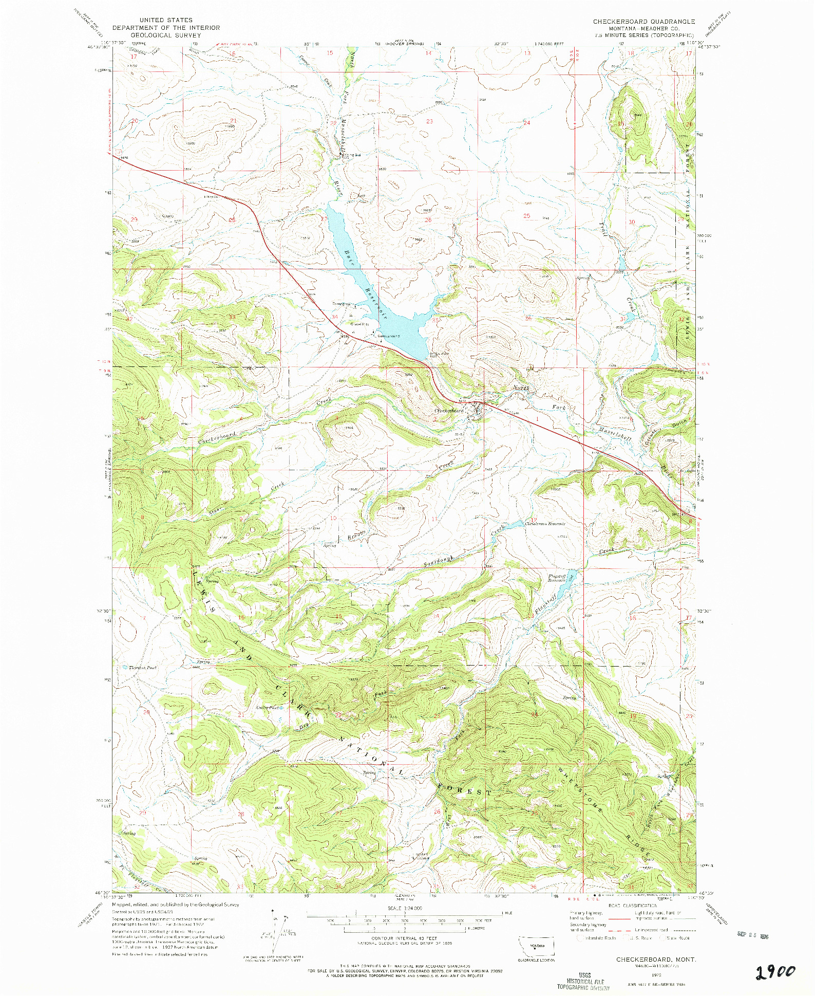 USGS 1:24000-SCALE QUADRANGLE FOR CHECKERBOARD, MT 1972