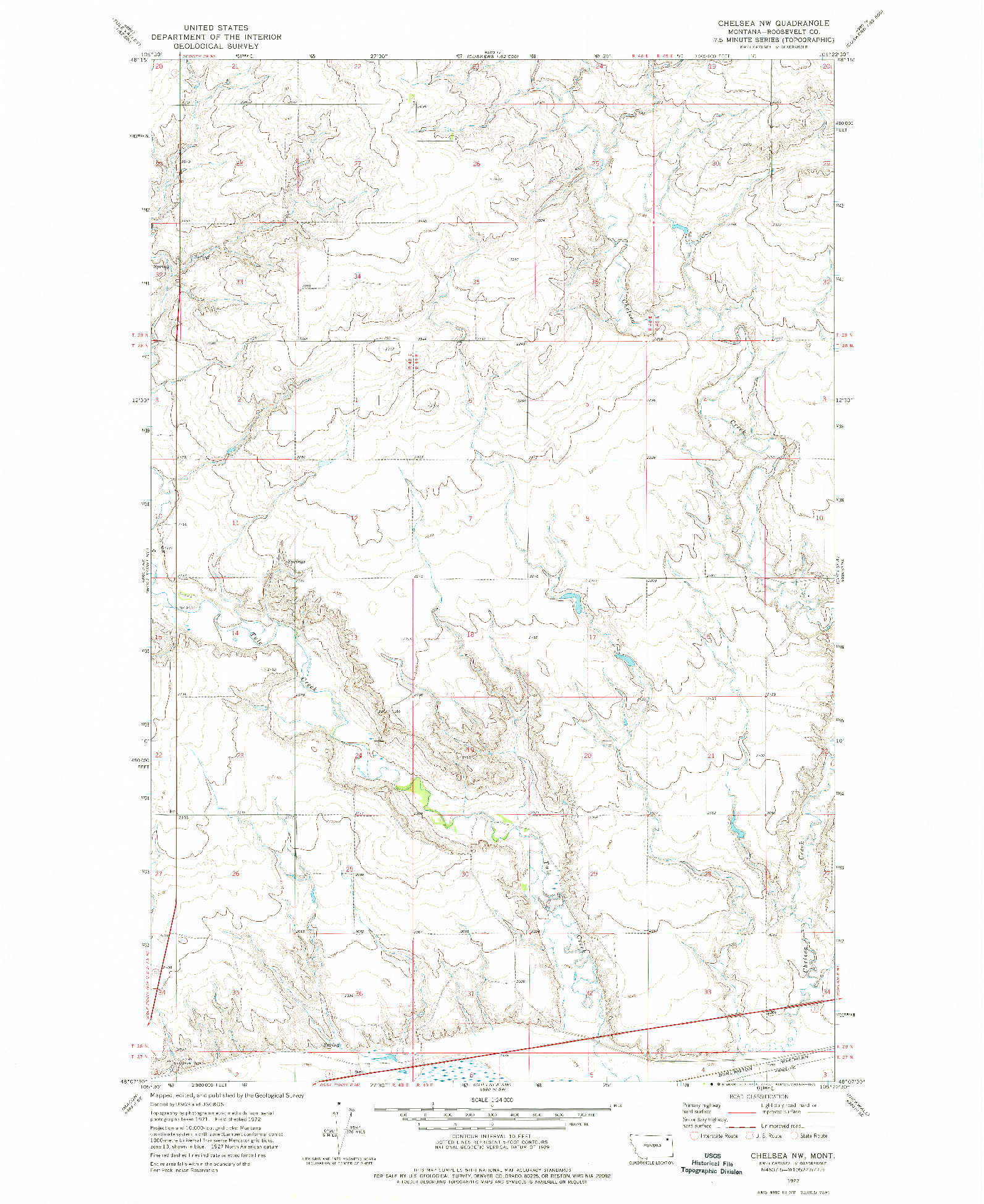 USGS 1:24000-SCALE QUADRANGLE FOR CHELSEA NW, MT 1972