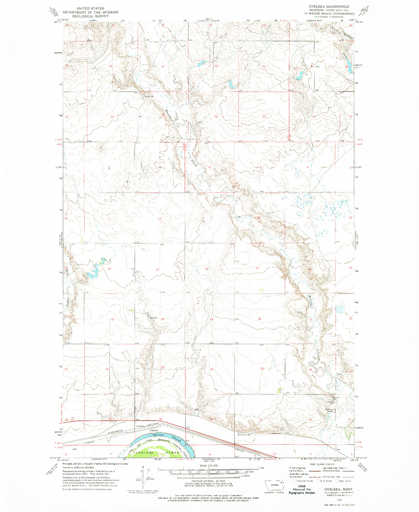 USGS 1:24000-SCALE QUADRANGLE FOR CHELSEA, MT 1972