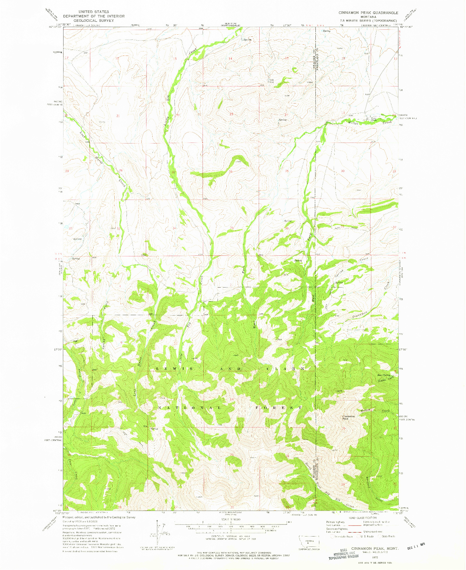 USGS 1:24000-SCALE QUADRANGLE FOR CINNAMON PEAK, MT 1972