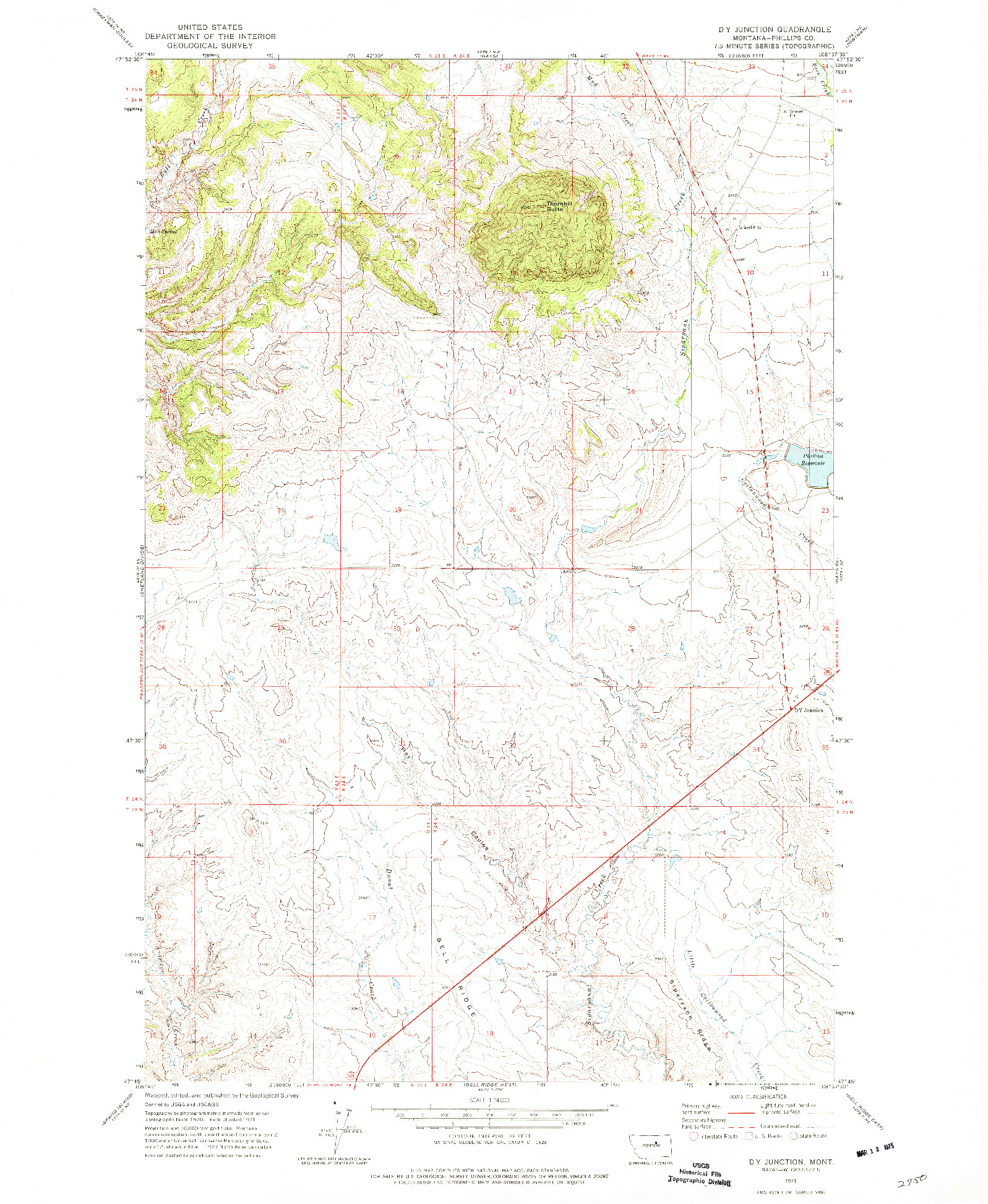 USGS 1:24000-SCALE QUADRANGLE FOR D Y JUNCTION, MT 1971