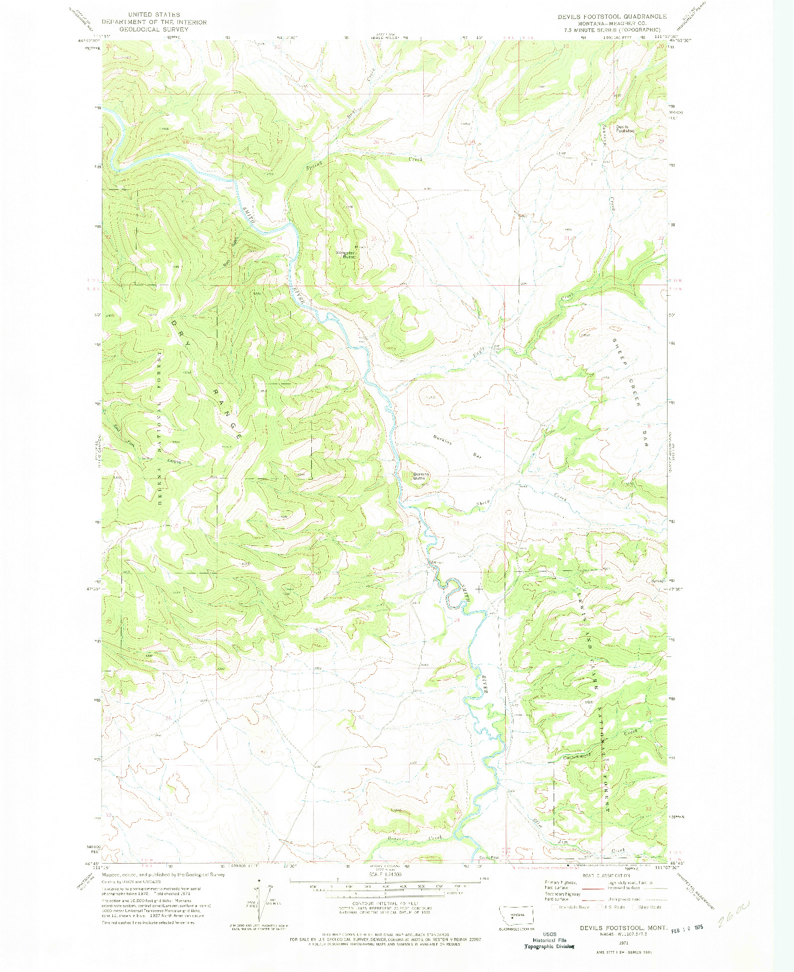 USGS 1:24000-SCALE QUADRANGLE FOR DEVILS FOOTSTOOL, MT 1971