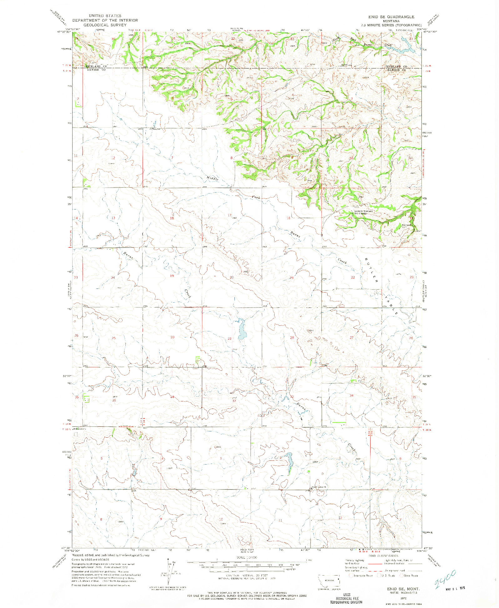 USGS 1:24000-SCALE QUADRANGLE FOR ENID SE, MT 1972
